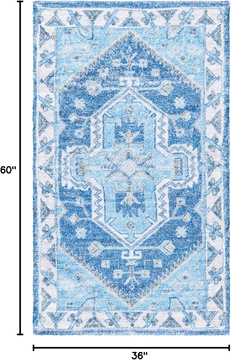 Saffron SFN549 Hand Loomed Area Rug - Blue/Ivory - 3'x5' - Safavieh.