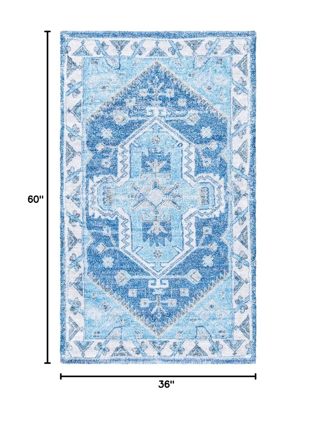 Saffron SFN549 Hand Loomed Area Rug - Blue/Ivory - 3'x5' - Safavieh.