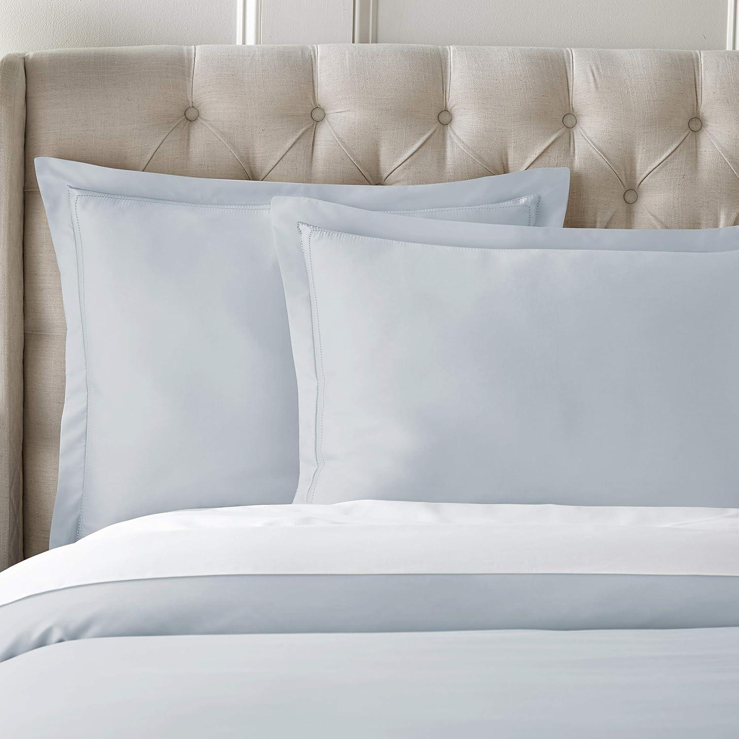 Icy Blue Queen Cotton Duvet Cover Set with Shams