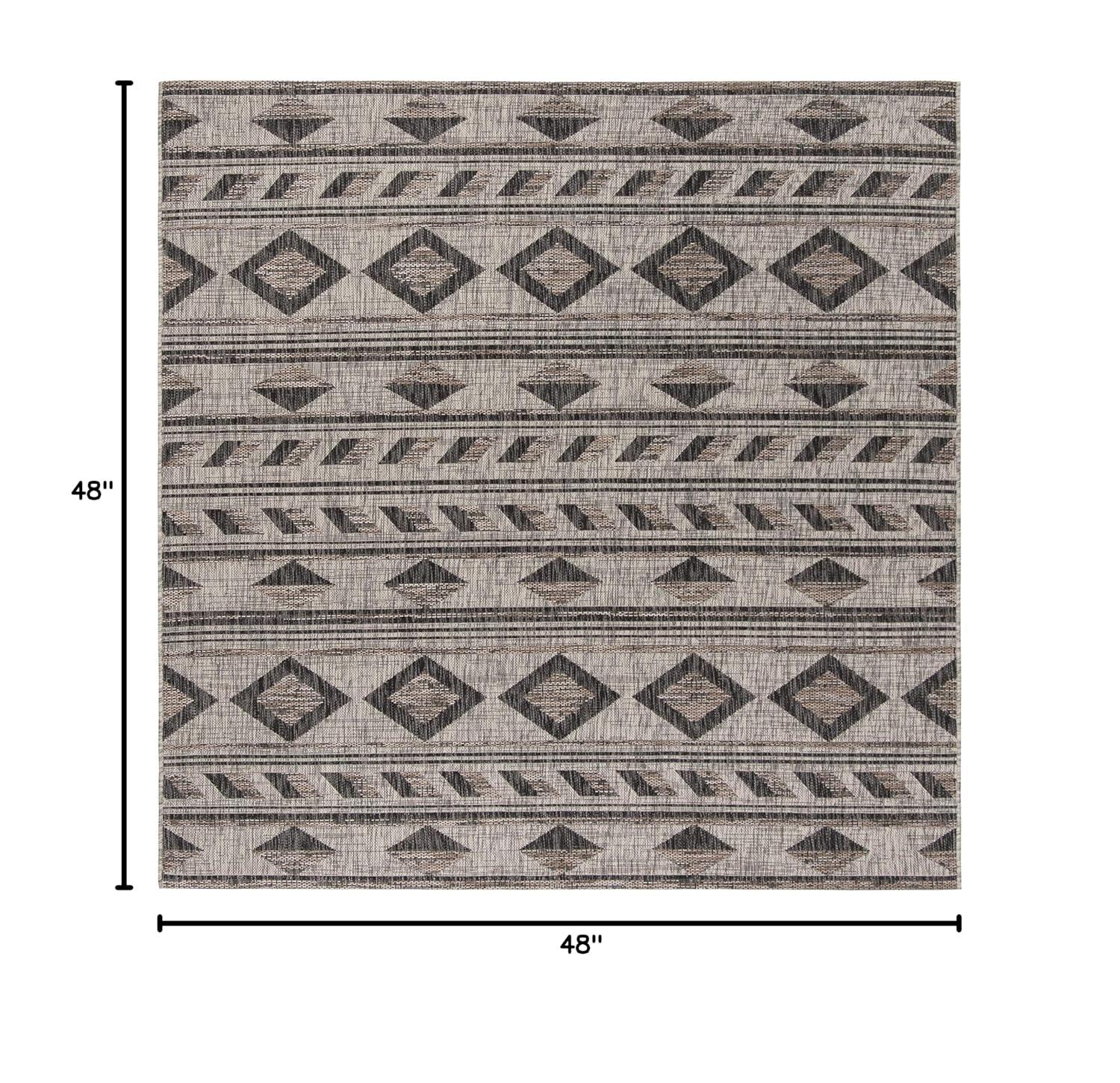 Courtyard CY8529 Power Loomed Indoor/Outdoor Area Rug - Grey/Black - 4'x4' - Safavieh.