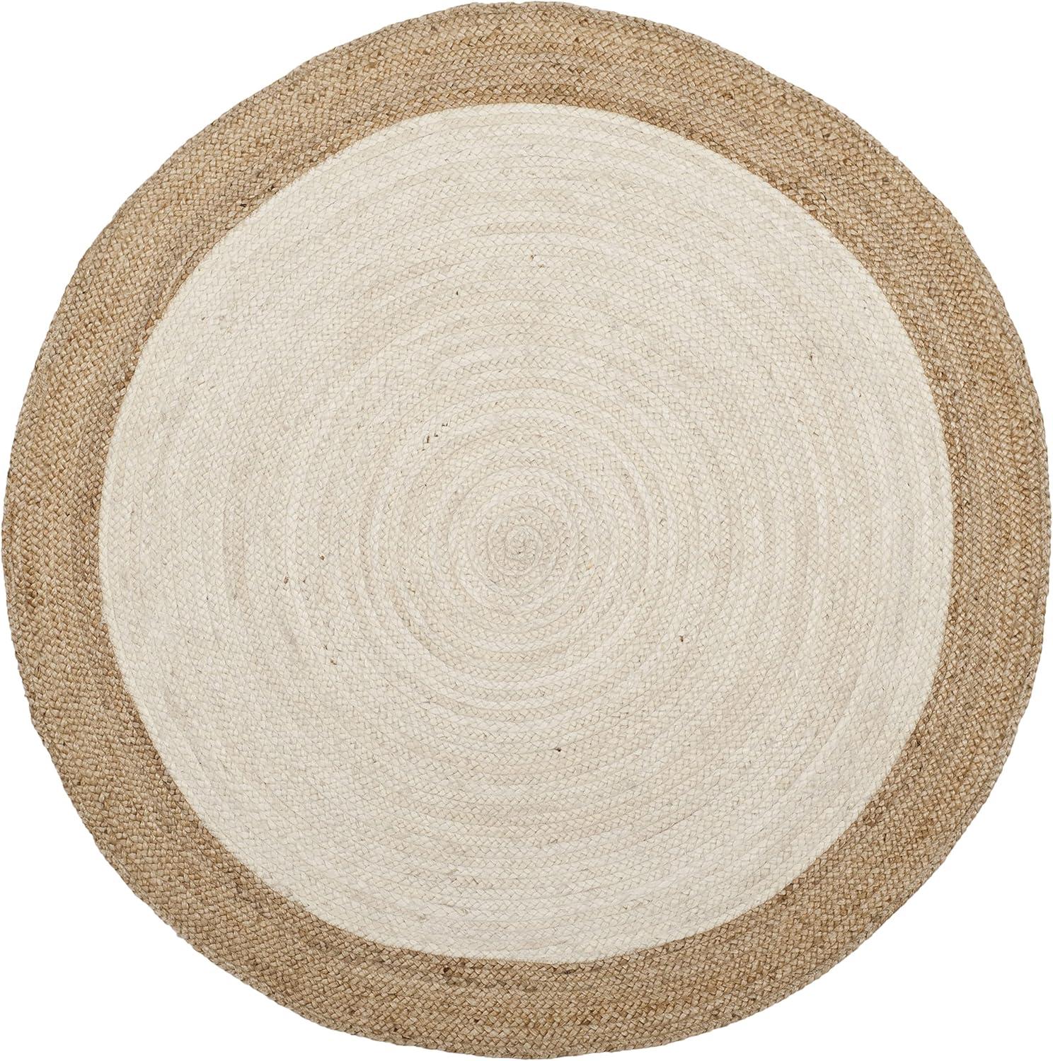 SAFAVIEH Natural Fiber Cebrail Braided Jute Area Rug, Ivory/Natural, 12' x 12' Round