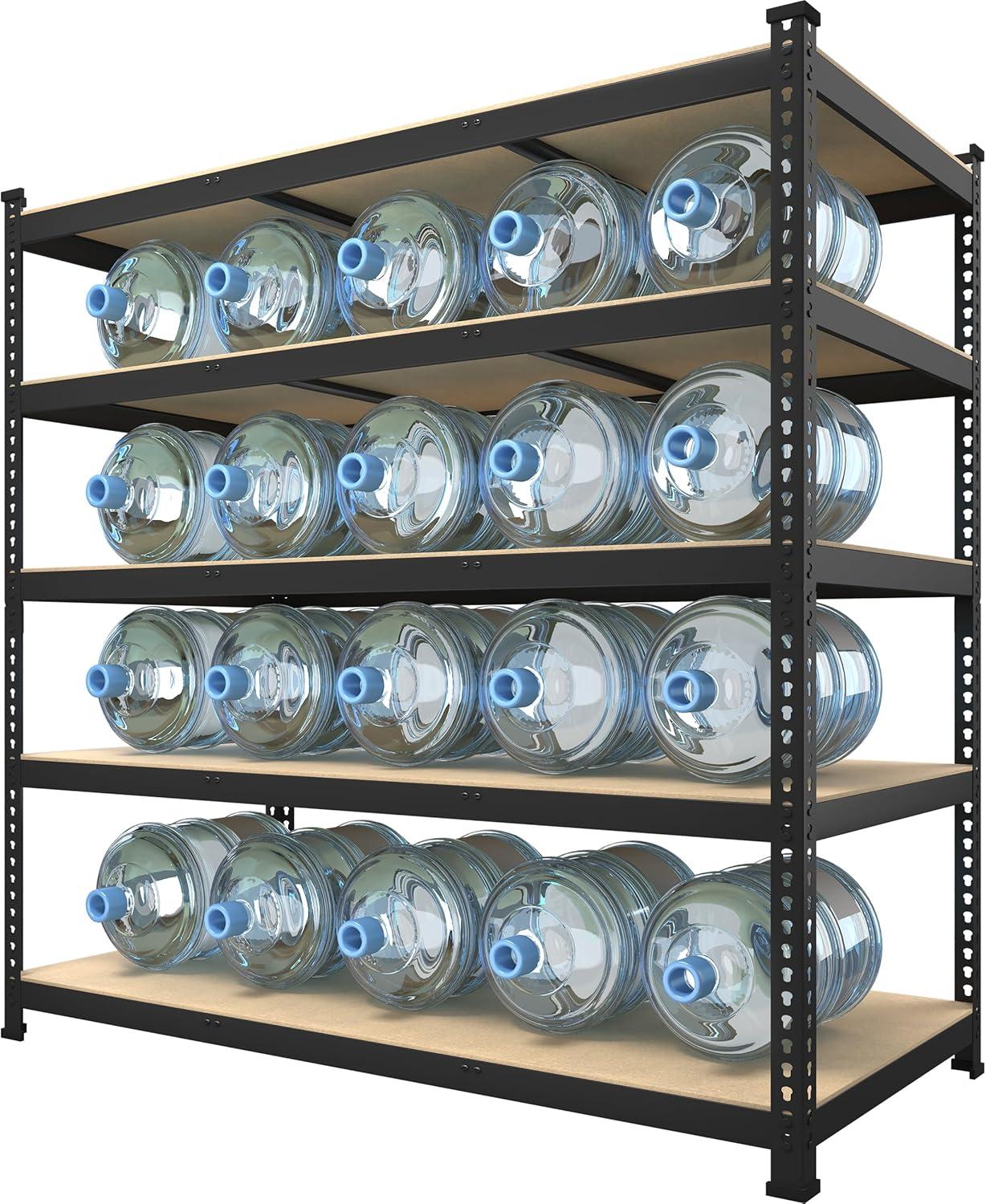 Prilinex Heavy Duty Storage Shelves 48" W x 18" D x 72" H - 5-Tier Adjustable Metal Garage Shelving Unit, Standing Utility Shelf Racks for Pantry Warehouse Kitchen, Black