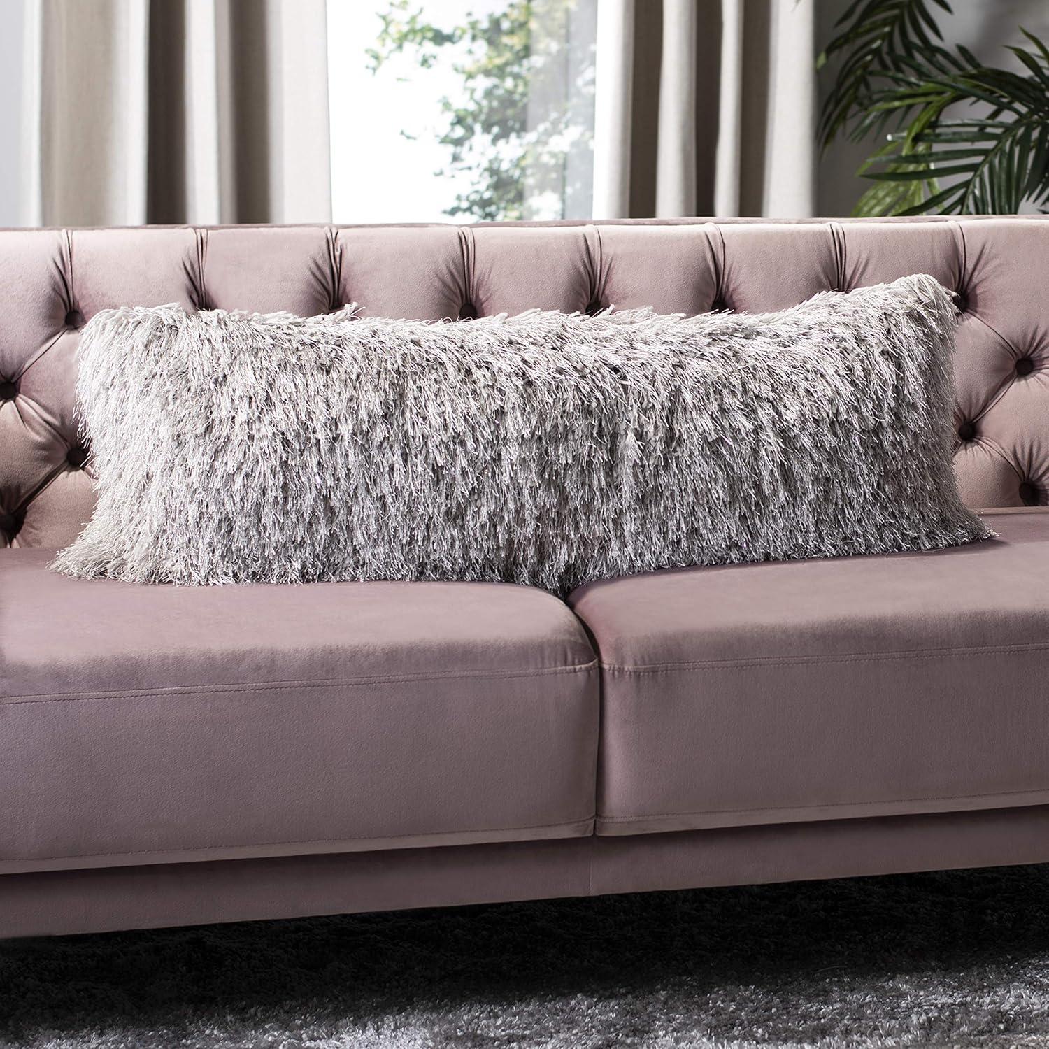 Shag Modish Metallic Pillow - Metallic Silver - 14"X24" - Safavieh