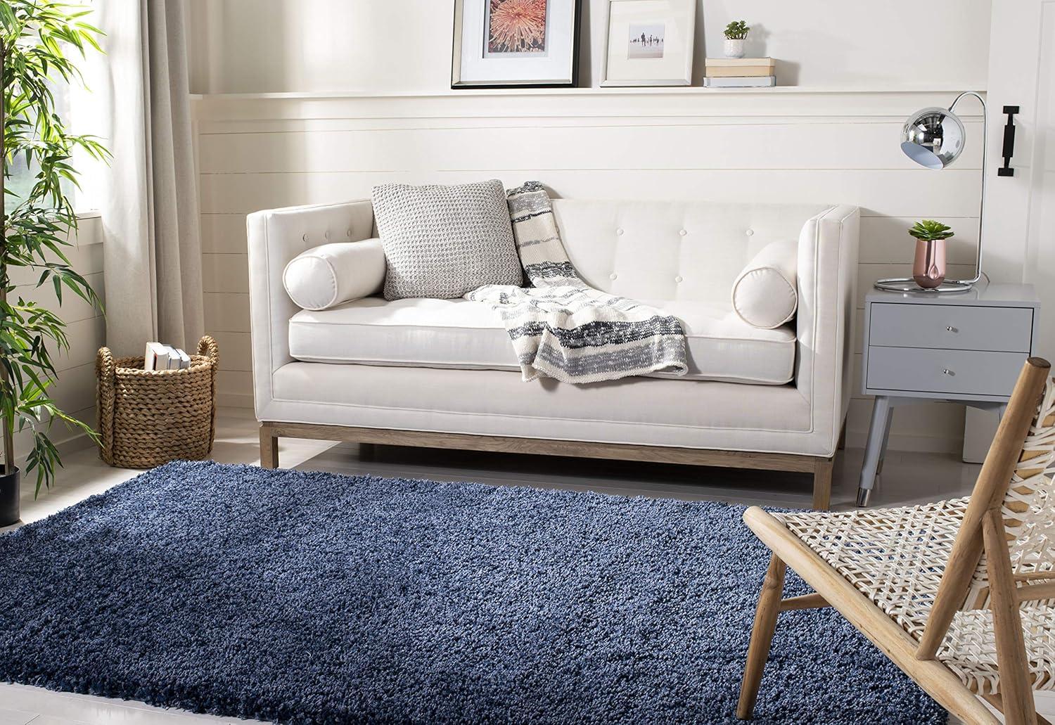 California Shag SG151 Power Loomed Indoor Area Rug - Navy - 9'x12' - Safavieh