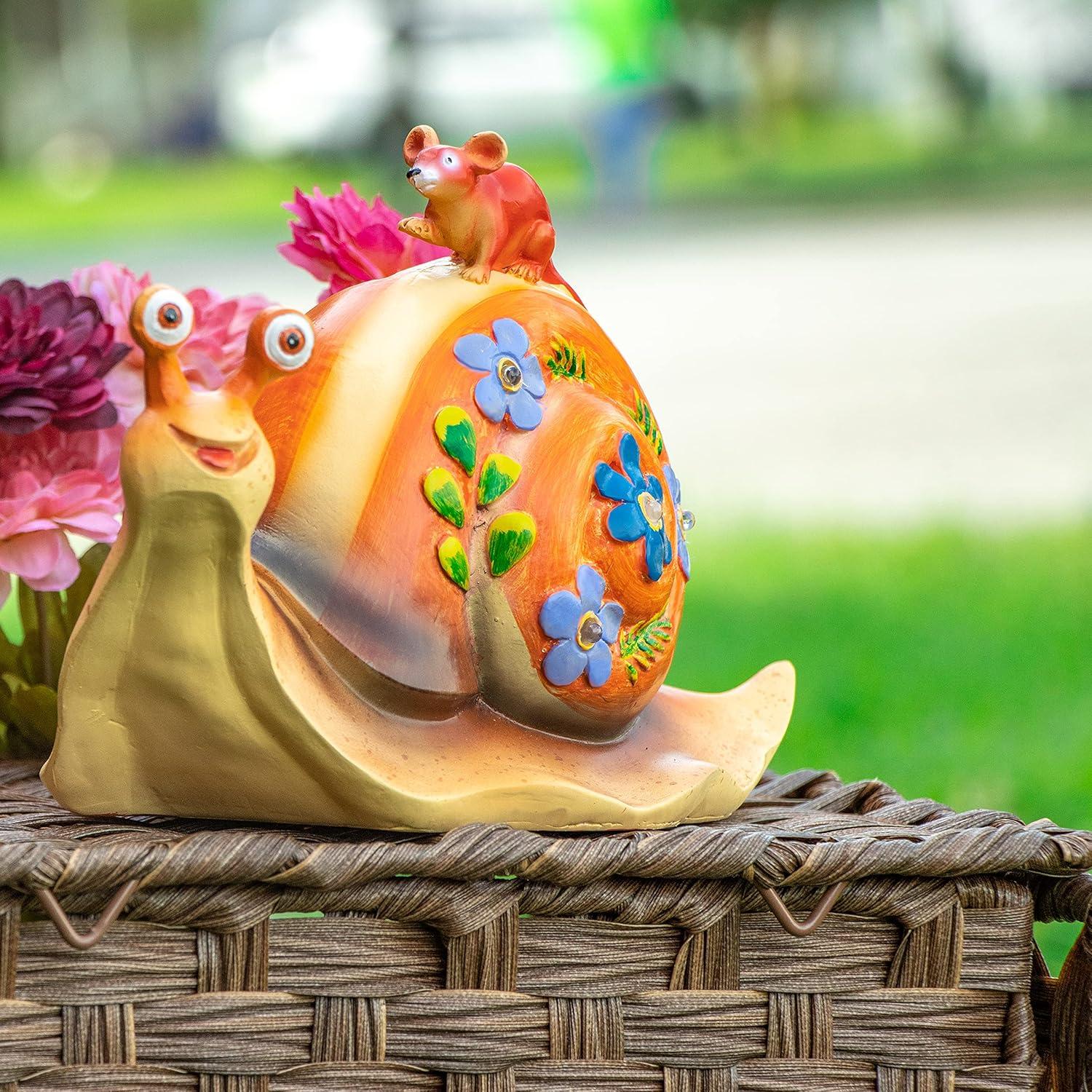 Outdoor Garden Patio Snail Solar Light & Lawn Statue Décor