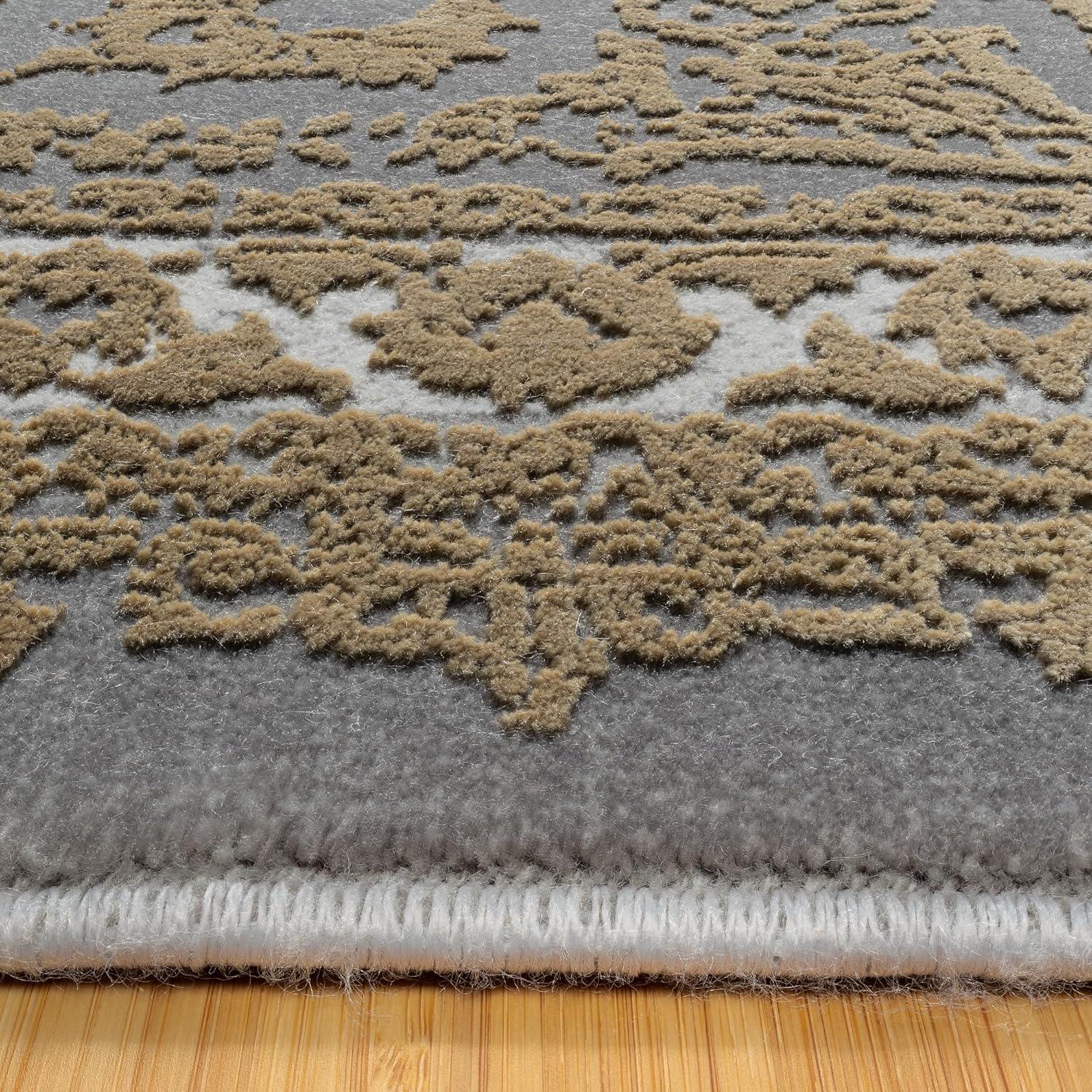 Gertmenian Florance Foggia Traditional Oriental Gold/Charcoal Gray High-Low Viscose/Acrylic Area Rug