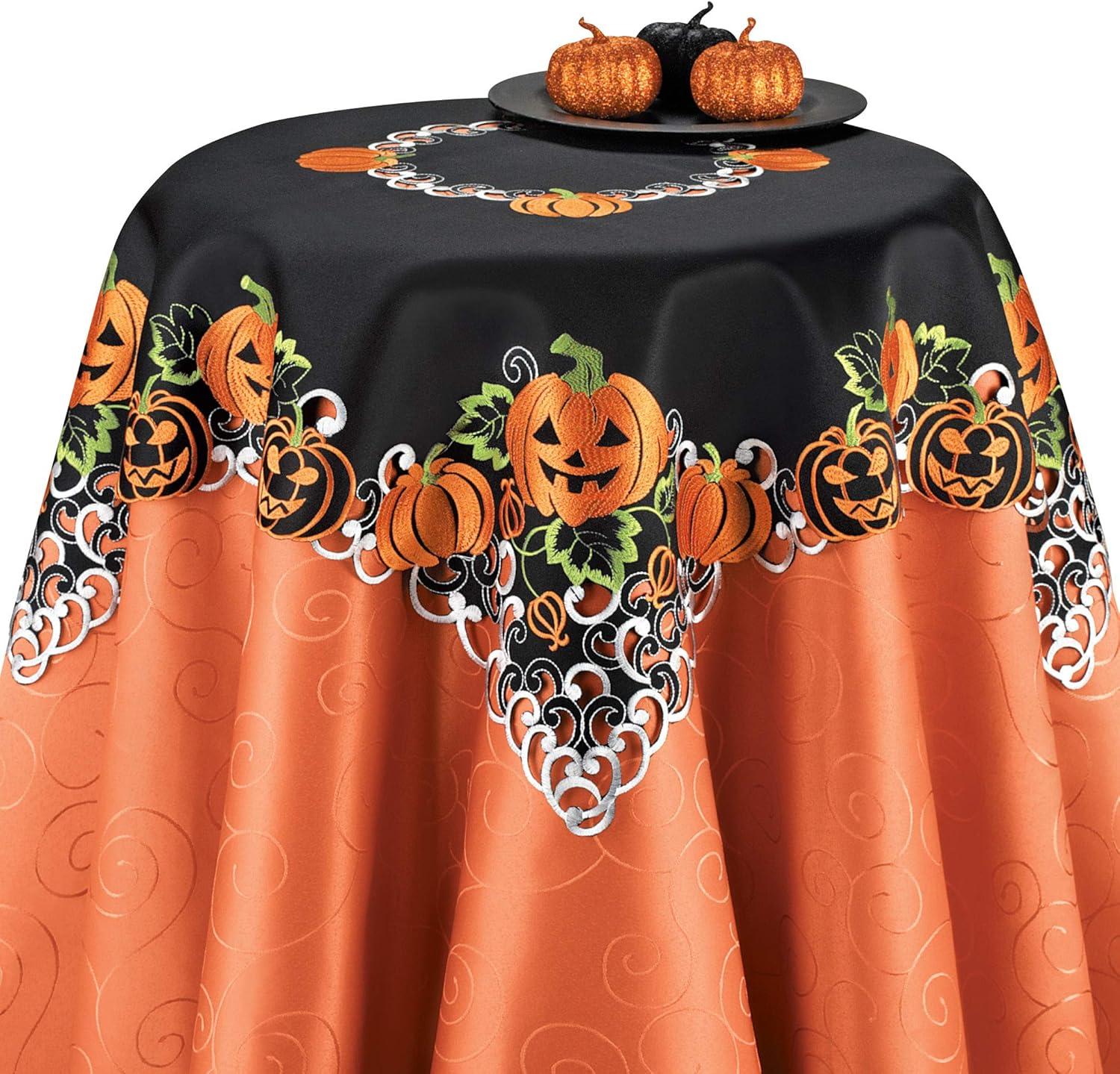 Collections Etc Halloween Pumpkins Table Runner / Topper Runner