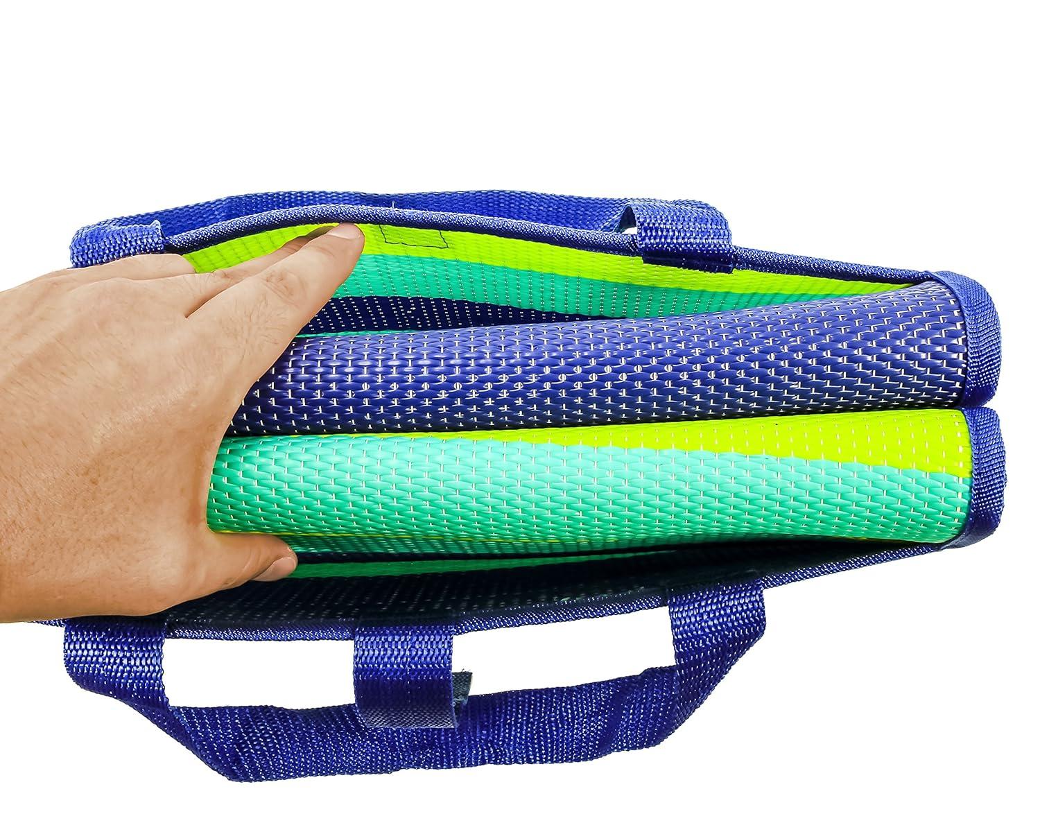 Camco 42806 Handy Mat 60" X 78" Outdoor Mat With Strap (Green/Turquoise)