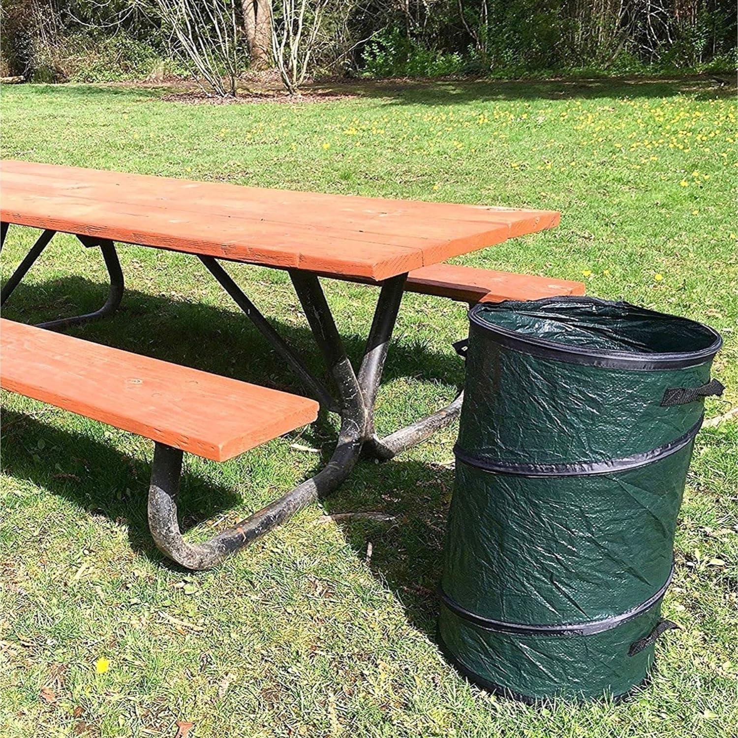 Green Pop-Up Camp Trash Can with Zip Closure