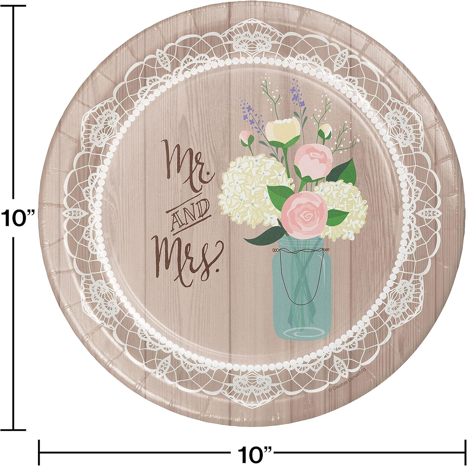 Rustic Wedding 10" Brown and Beige Paper Banquet Plates