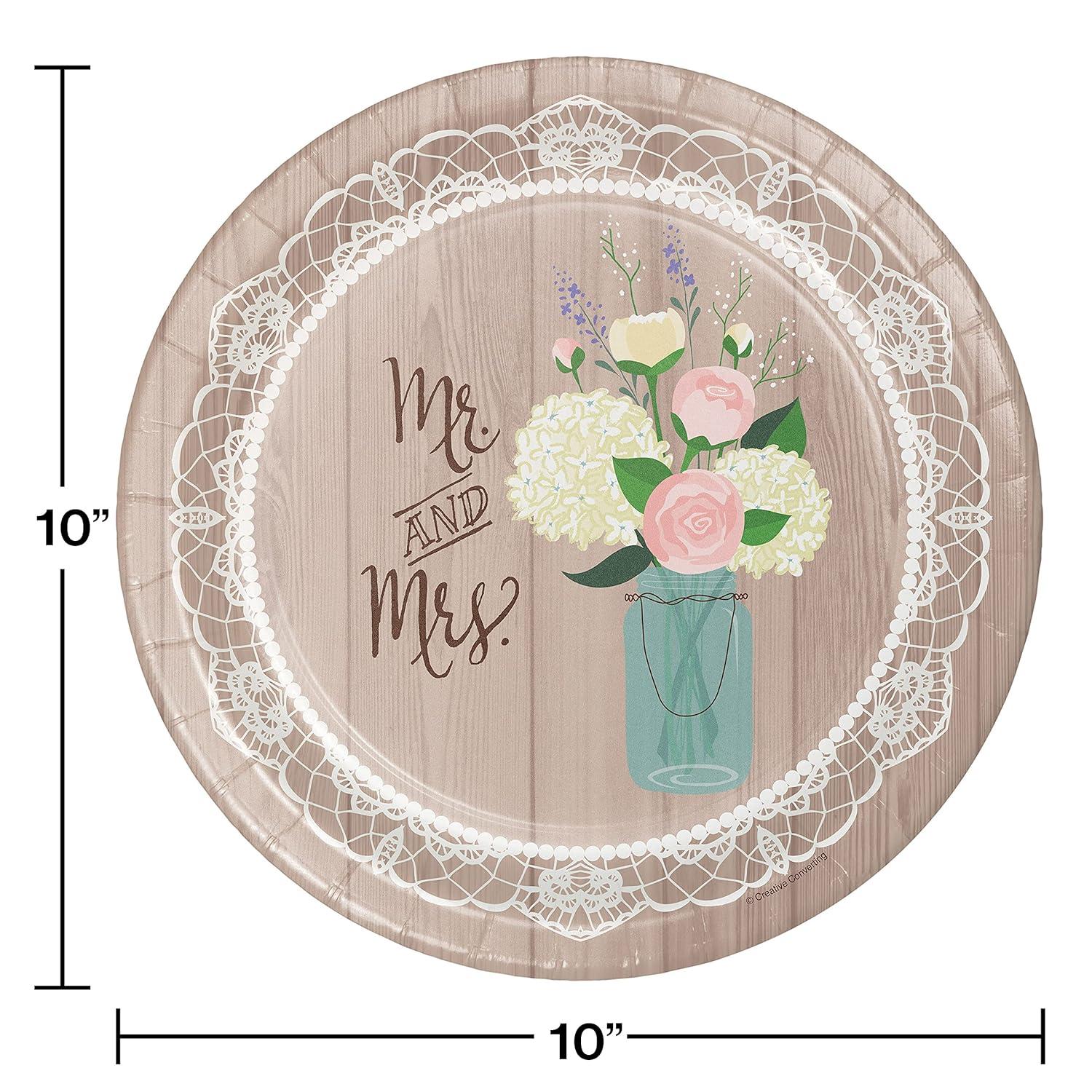 Rustic Wedding 10" Brown and Beige Paper Banquet Plates