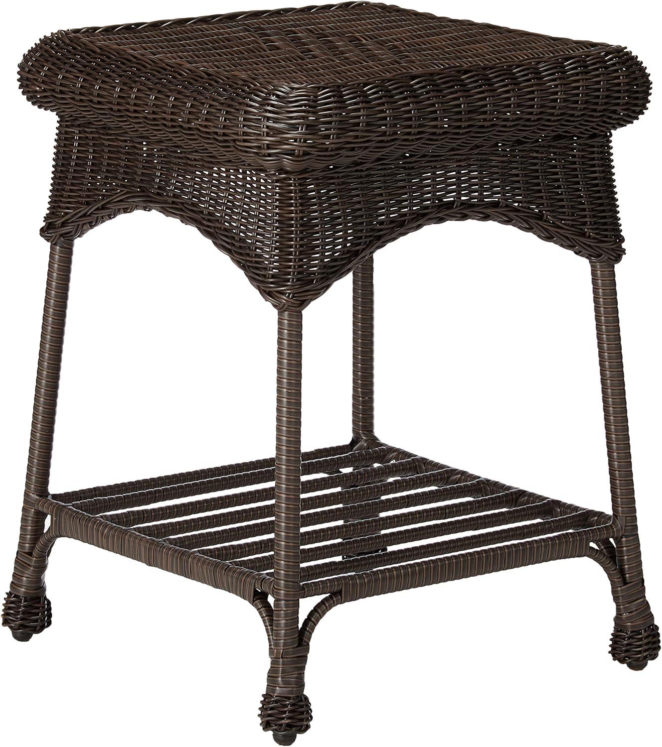 Wicker Lane  Outdoor Espresso Wicker Patio Furniture End Table