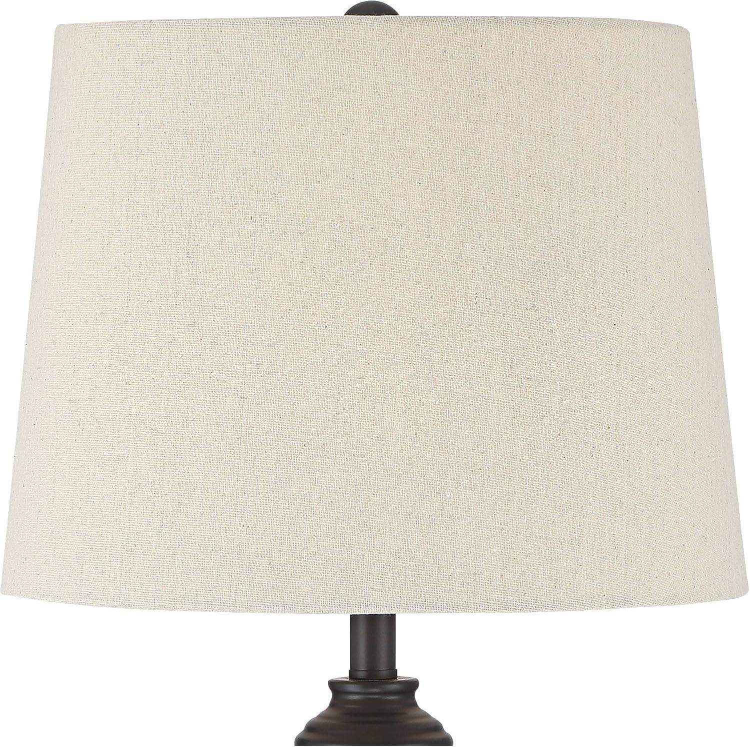 Set of 2 Beige Wood Finish Industrial Buffet Table Lamps