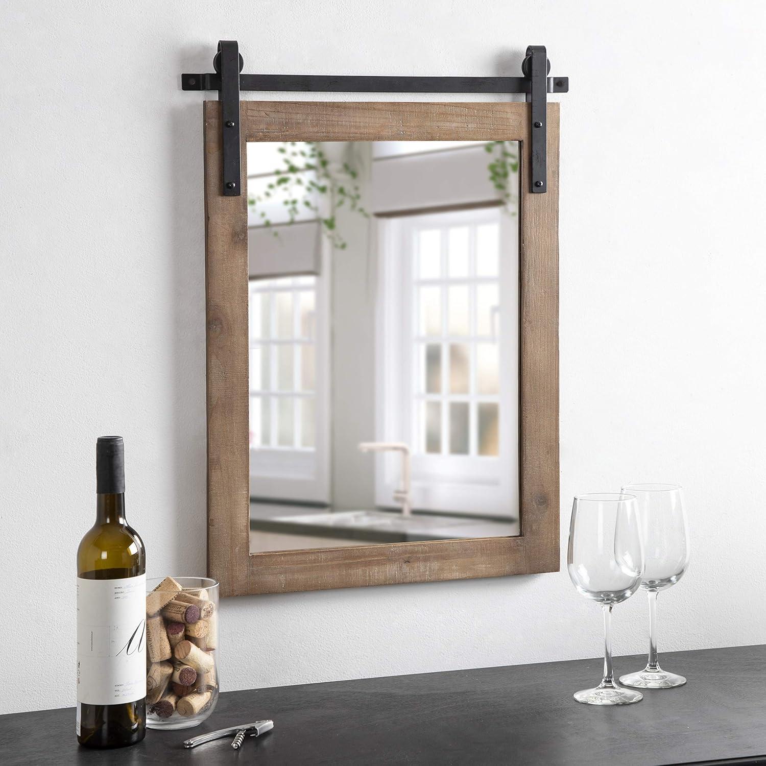18" x 26" Cates Rectangle Wall Mirror Rustic Brown - Kate & Laurel All Things Decor: Farmhouse Vanity Decor