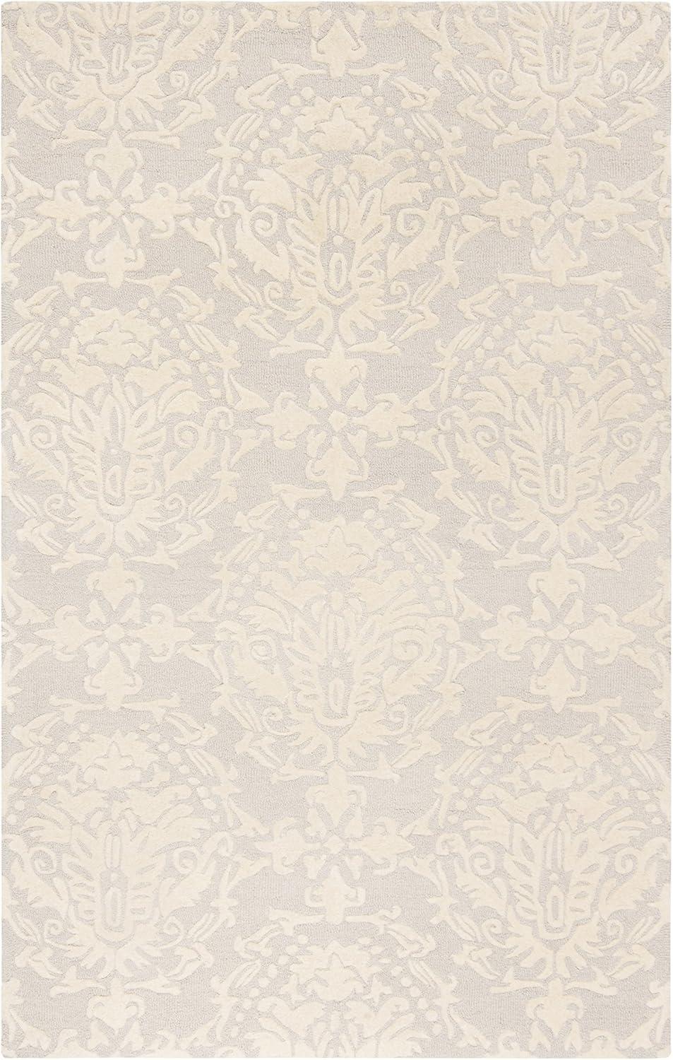 Blossom BLM107 Hand Tufted Indoor Area Rug - Light Grey/Ivory - 4'x6' - Safavieh