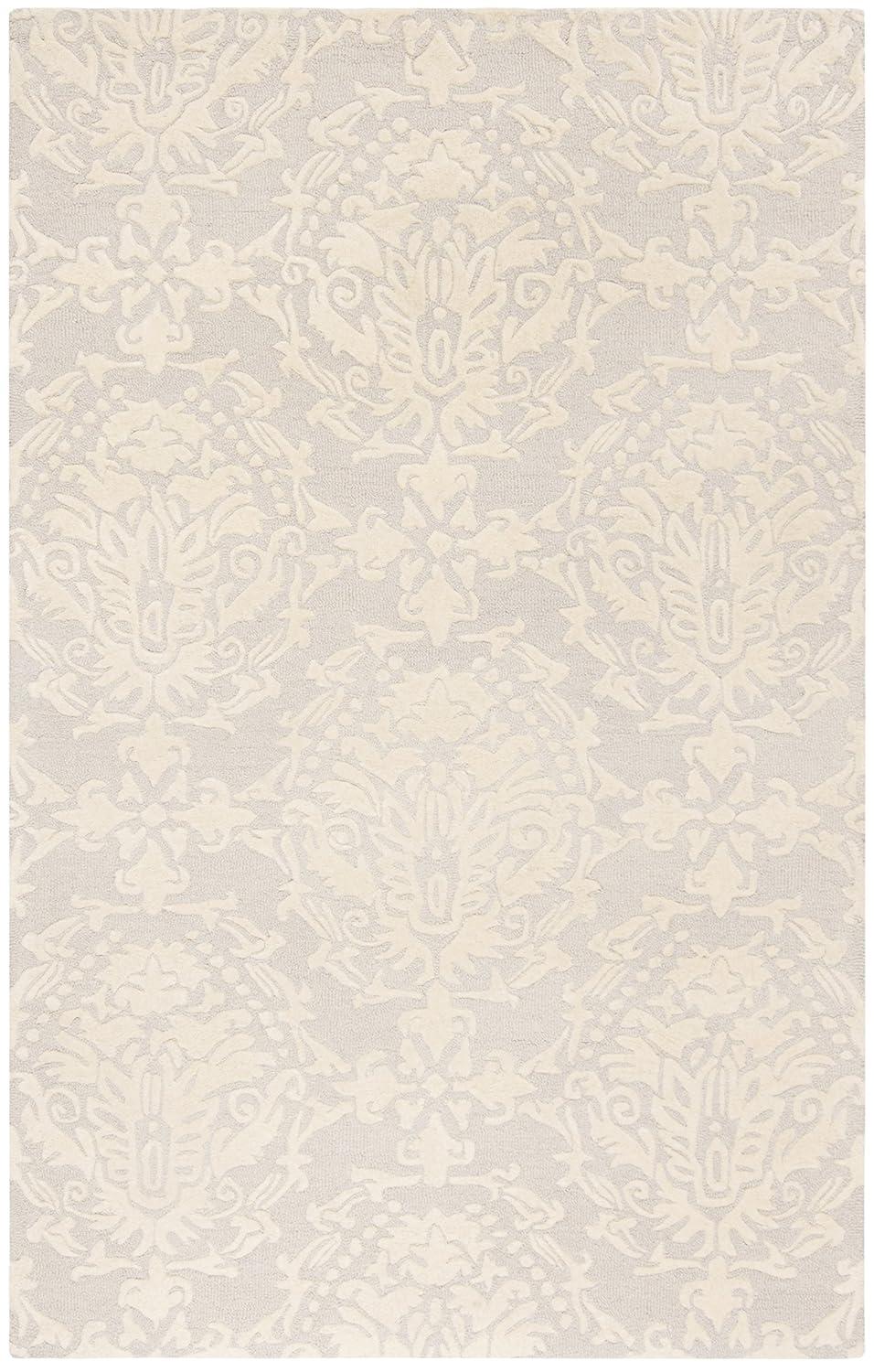 Blossom BLM107 Hand Tufted Indoor Area Rug - Light Grey/Ivory - 4'x6' - Safavieh