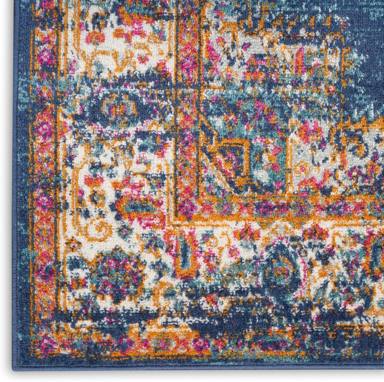 Nourison Passion Medallion Bohemian Indoor Rug Navy 5'3" x 7'3"