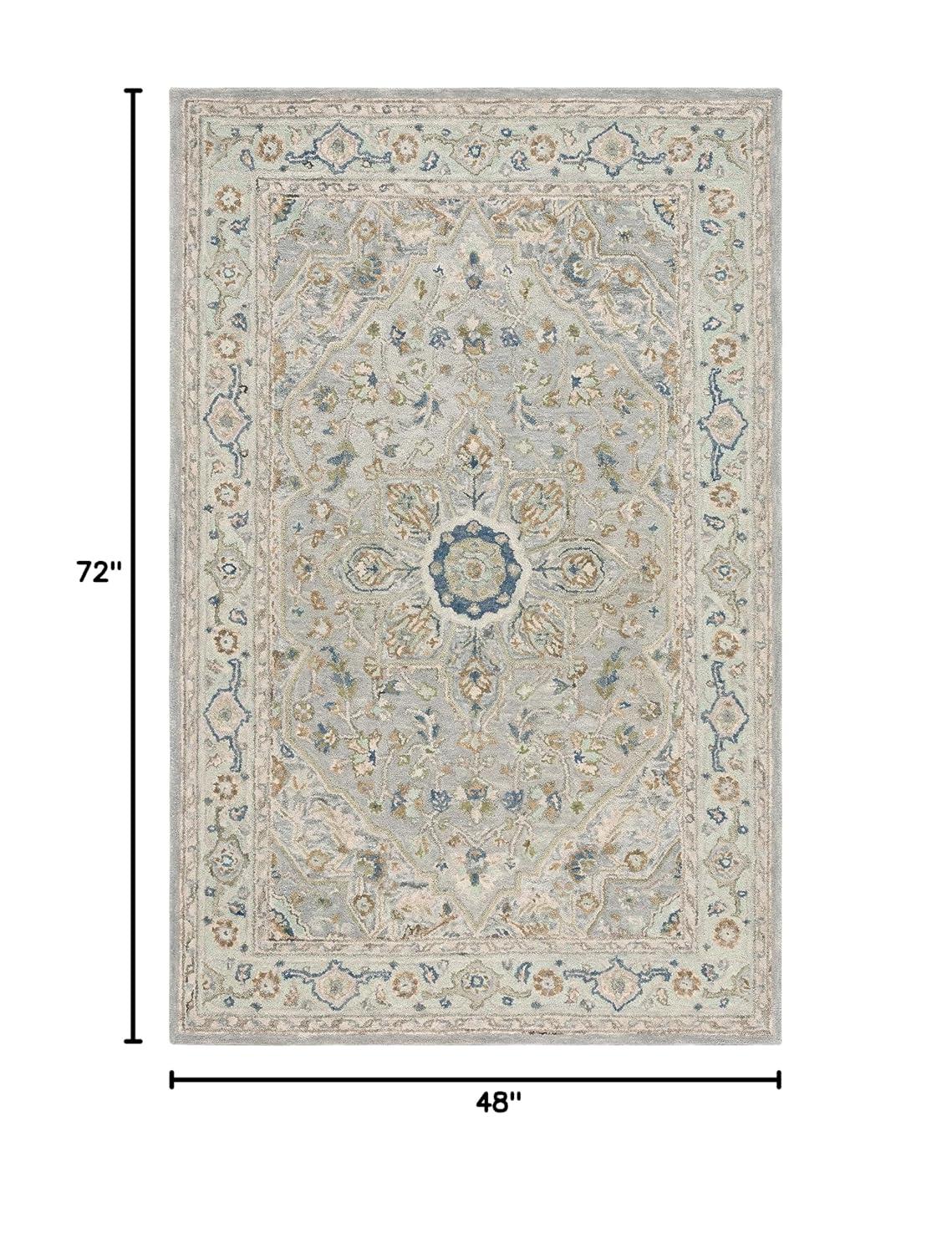 SAFAVIEH Heritage Collection Area Rug - 5' x 8', Ivory & Blue, Handmade Traditional Oriental Wool, Ideal for High Traffic Areas in Living Room, Bedroom, Dining (HG228M-5)