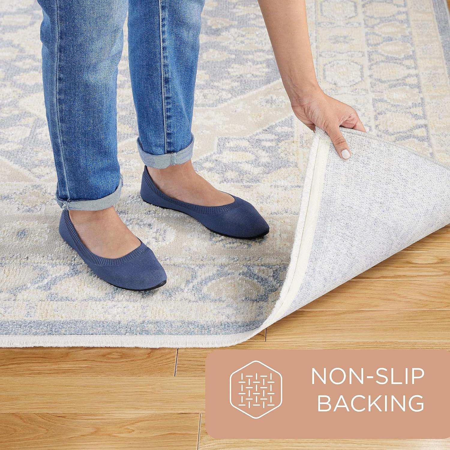 TOWN & COUNTRY EVERYDAY Rein Center Medallion Everwash Non-Slip Backing Washable Area Rug