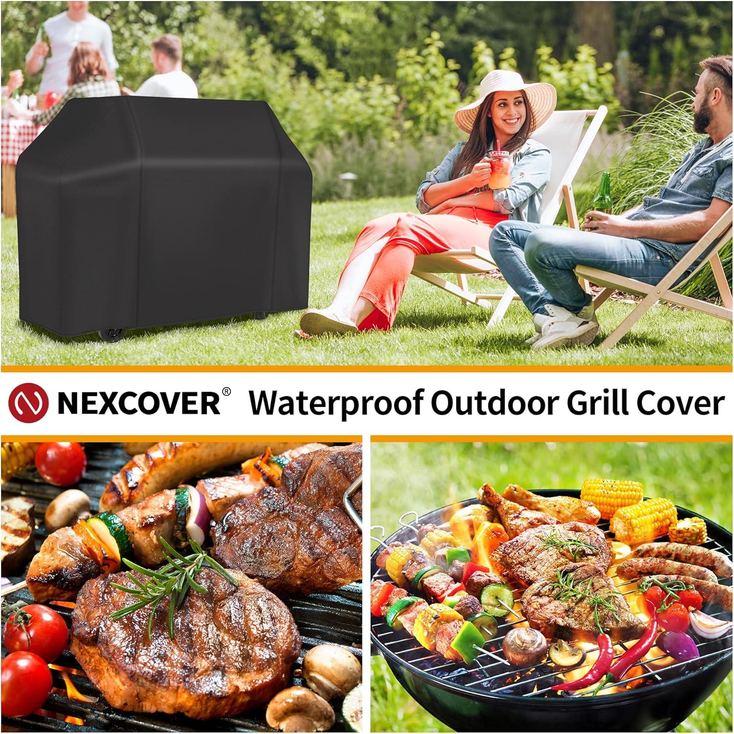 Maraawa Grill Cover, 58 inch BBQ Gas Grill Cover Waterproof Weather Resistant, Dustproof , Fade Resistant, UV Resistant for Char, Black