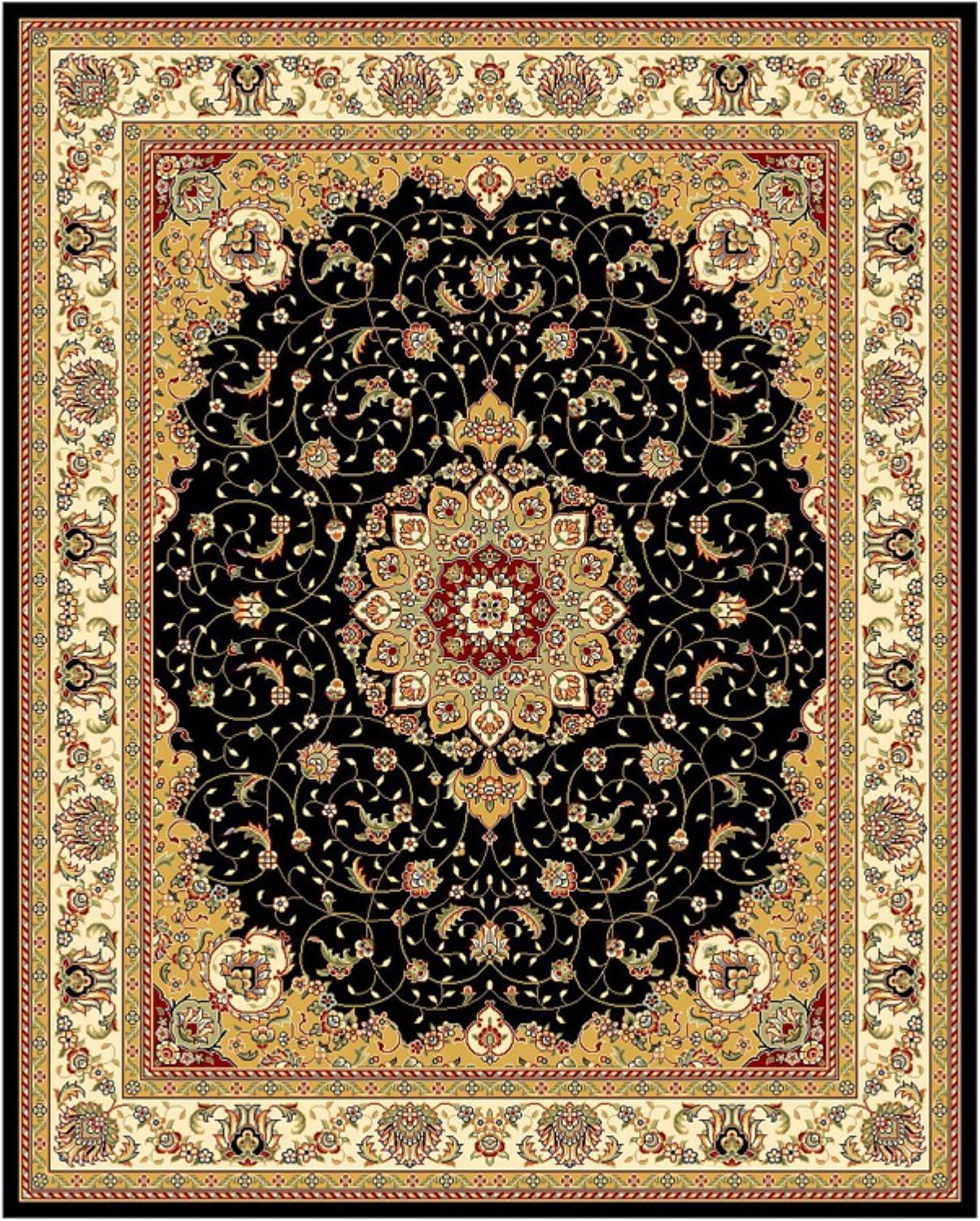 Lyndhurst LNH329 Power Loomed Area Rug - Black/Ivory - 4'x6' - Safavieh