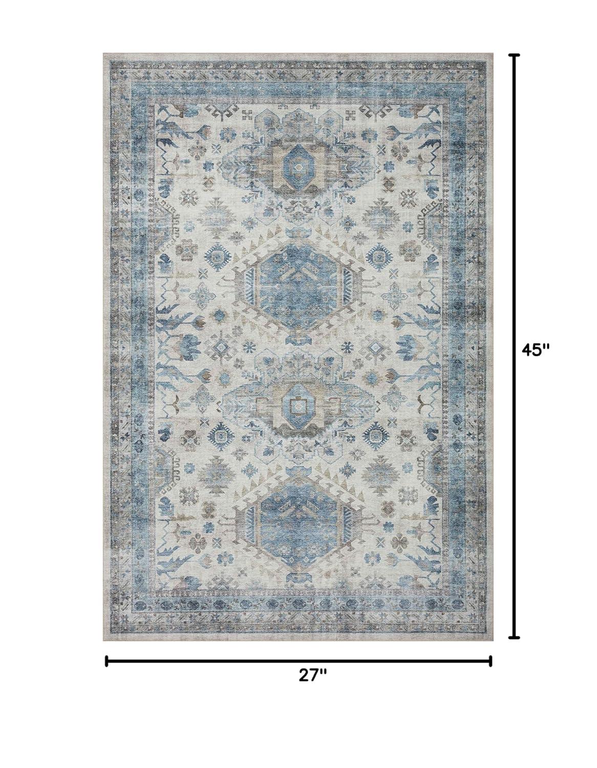 Loloi II Heidi Collection HEI-04 Ivory / Ocean, Southwestern Area Rug 2'-3" x 3'-9"