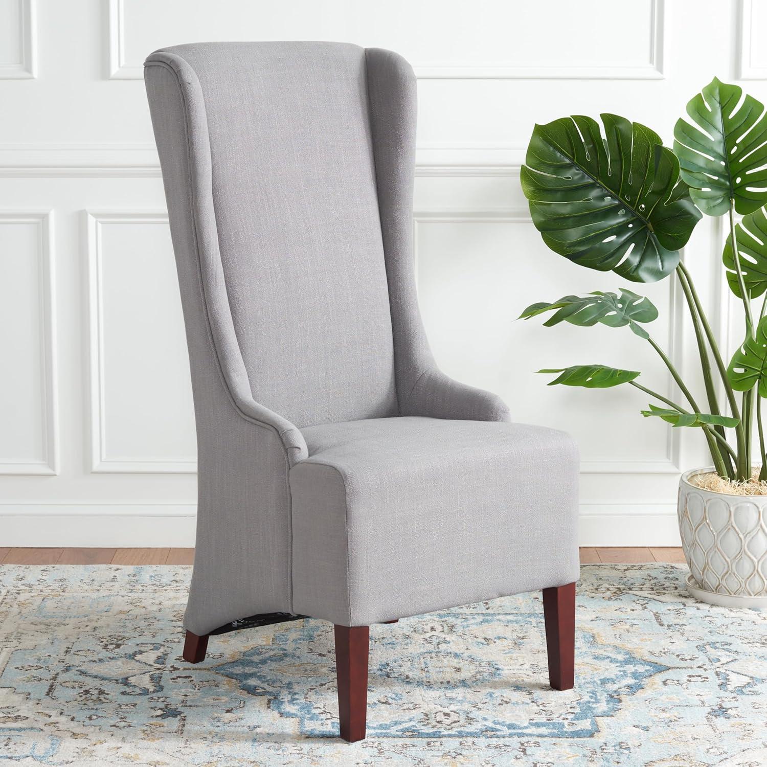 SAFAVIEH Becall Transitional Fabric Solid Dining Parsons Chair, Arctic Grey