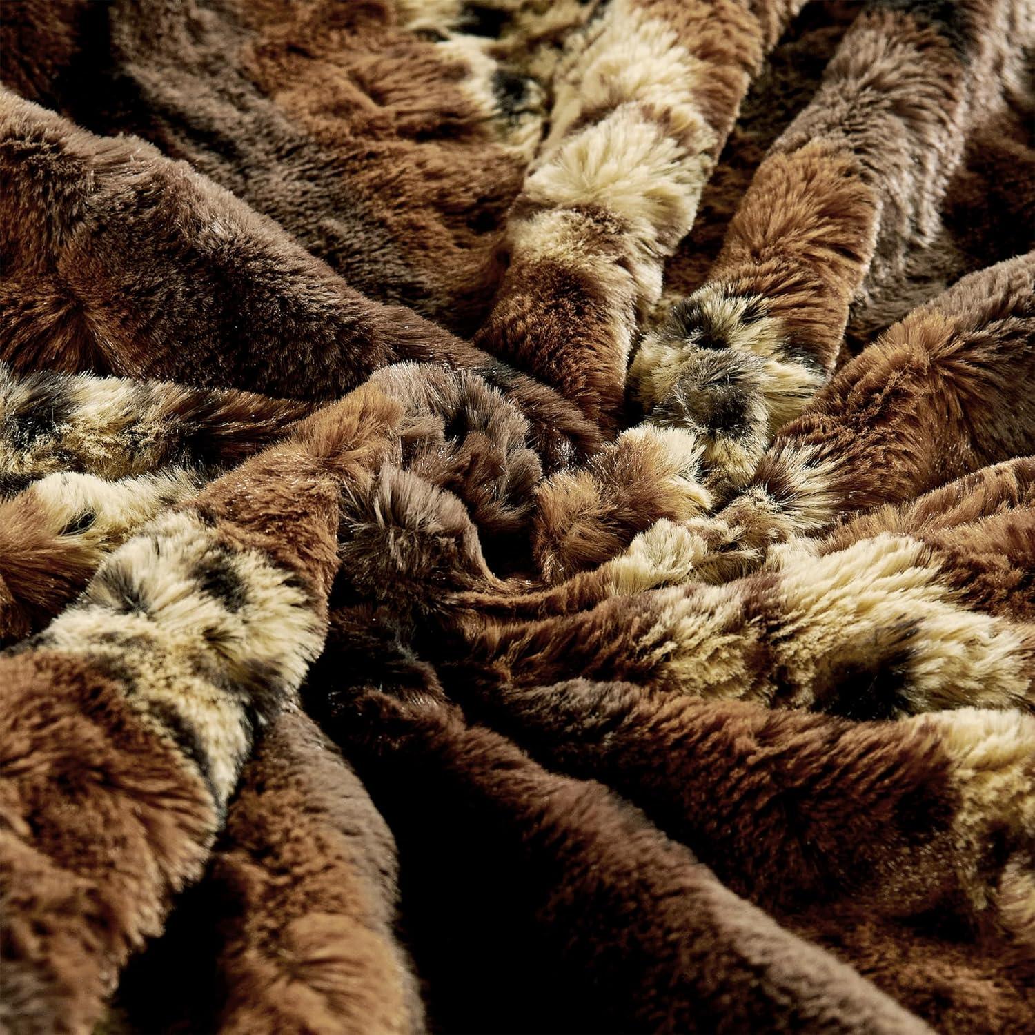 Home Soft Things Animal Double Sided Faux Fur Throw - Brushed Leopard - 50" x 60"