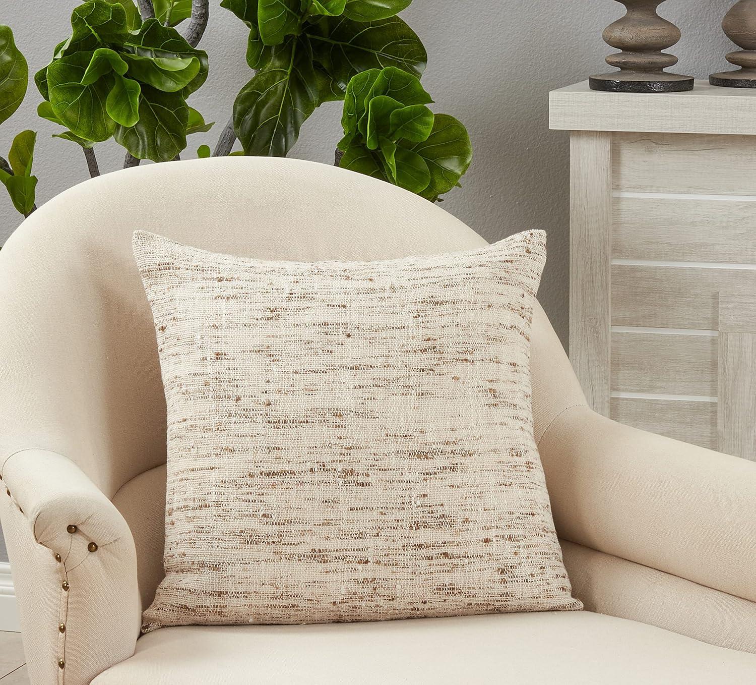 Saro Lifestyle Textured Pillow - Poly Filled, 20" Square, Oatmeal