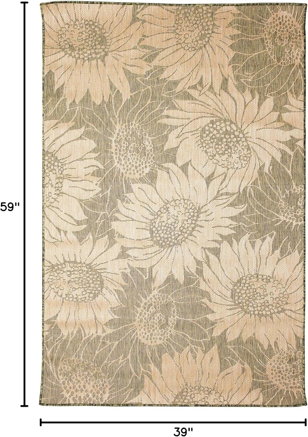 Liora Manne Carmel Sunflower Field Indoor/Outdoor Rug Green 3'3" x 4'11"