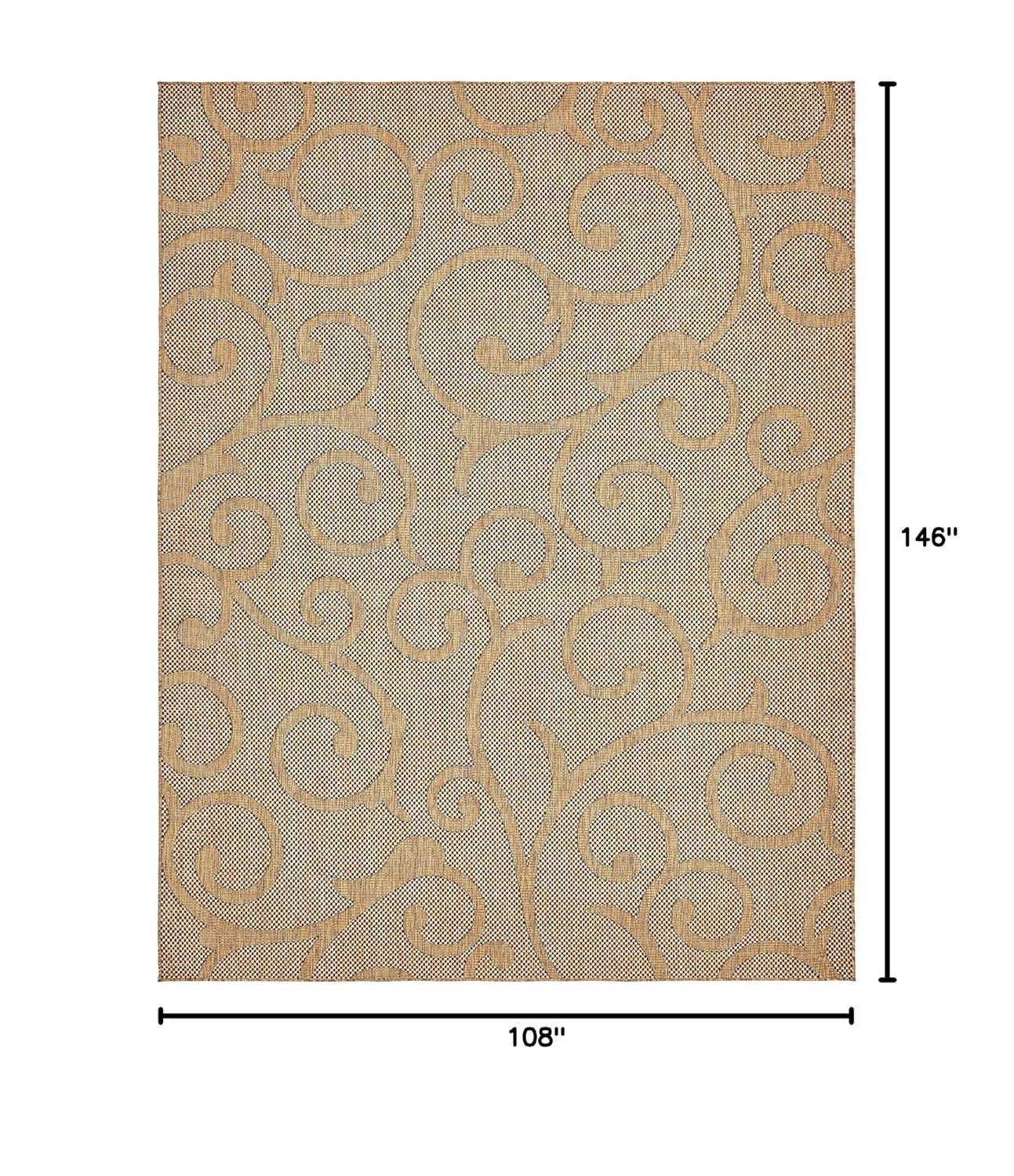 Unique Loom 9' 0 x 12' 2 Light Brown Outdoor Botanical Vine Area Rug
