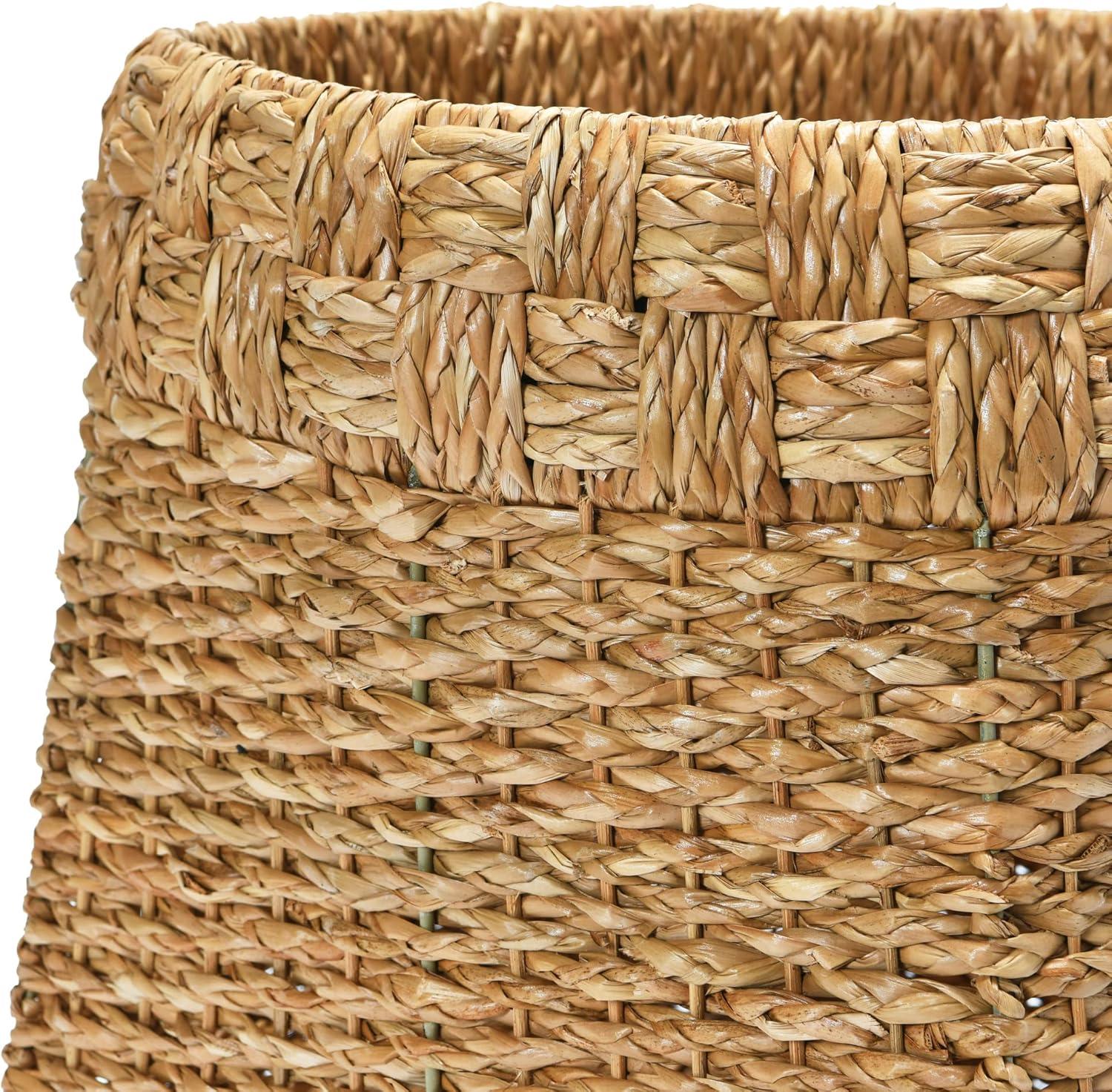 Hand-Woven Natural Seagrass Round Storage Basket