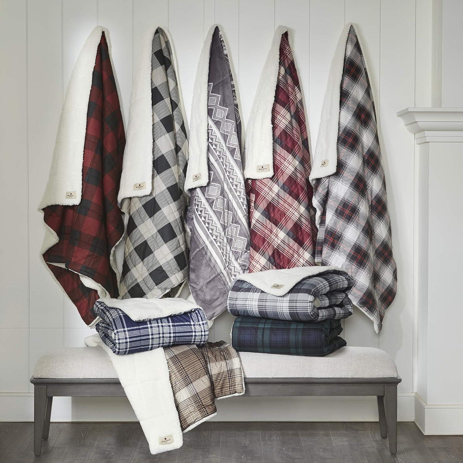 Ridley Black, Grey & Red Plaid Sherpa Reversible Oversized Throw