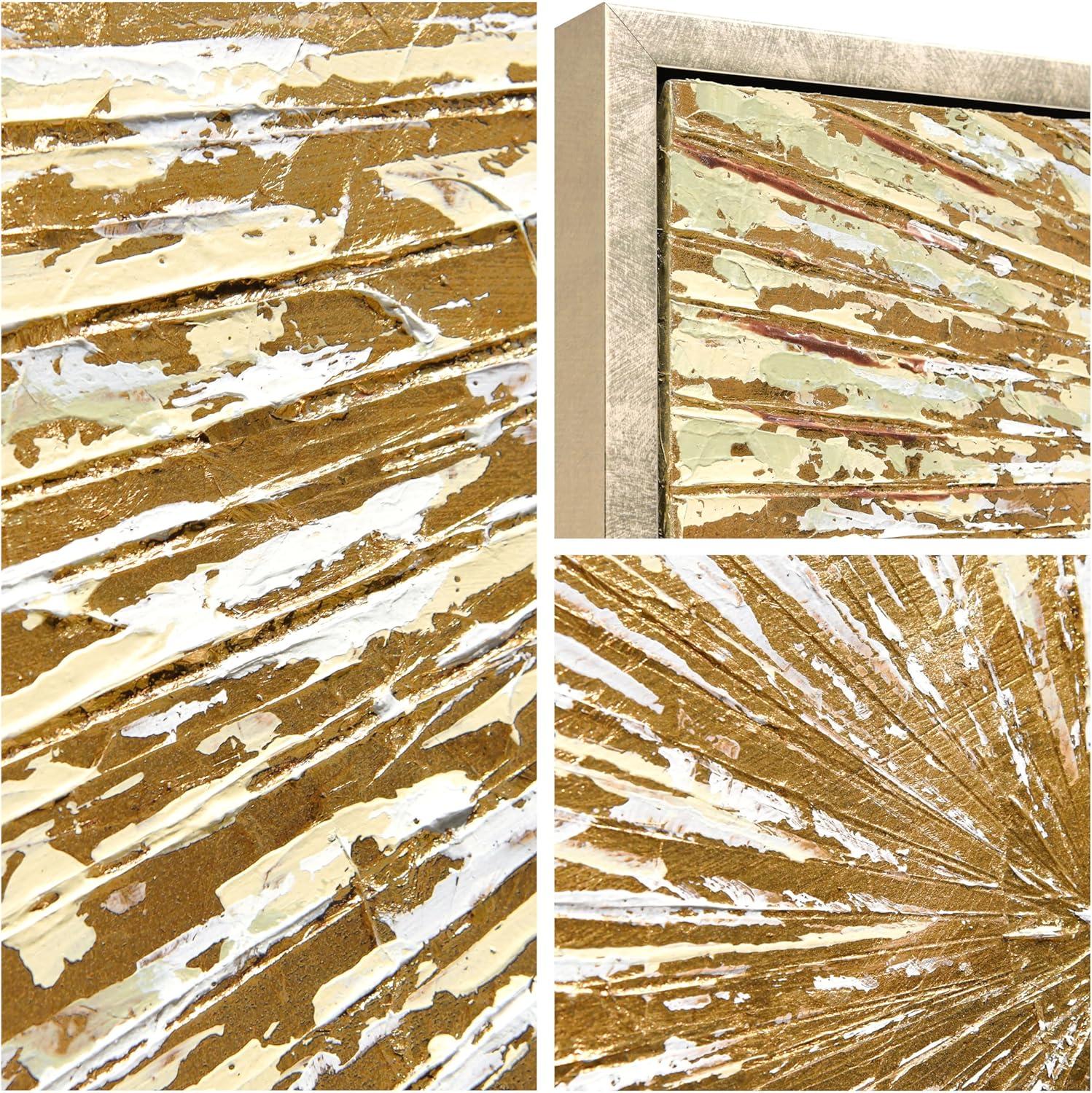 Empire Art Direct Radiant Burst Metallic Hand Painted Framed Canvas Wall Art with Gold Foil