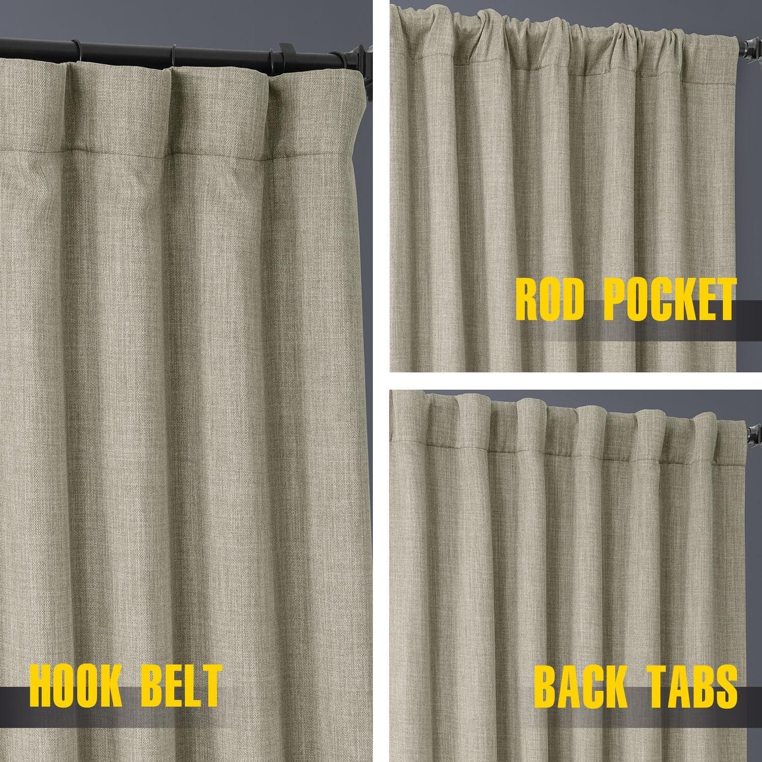 Oatmeal Faux Linen Blackout Curtain Panel 100" x 84"