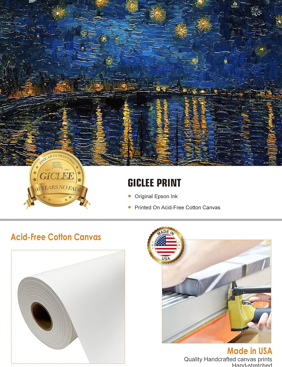 DECORARTS - Starry Night Over The Rhone By Vincent Van Gogh Art Classic Art. Giclee Prints Canvas Wall Art for Wall Decor. 30x24x1-1/2 in