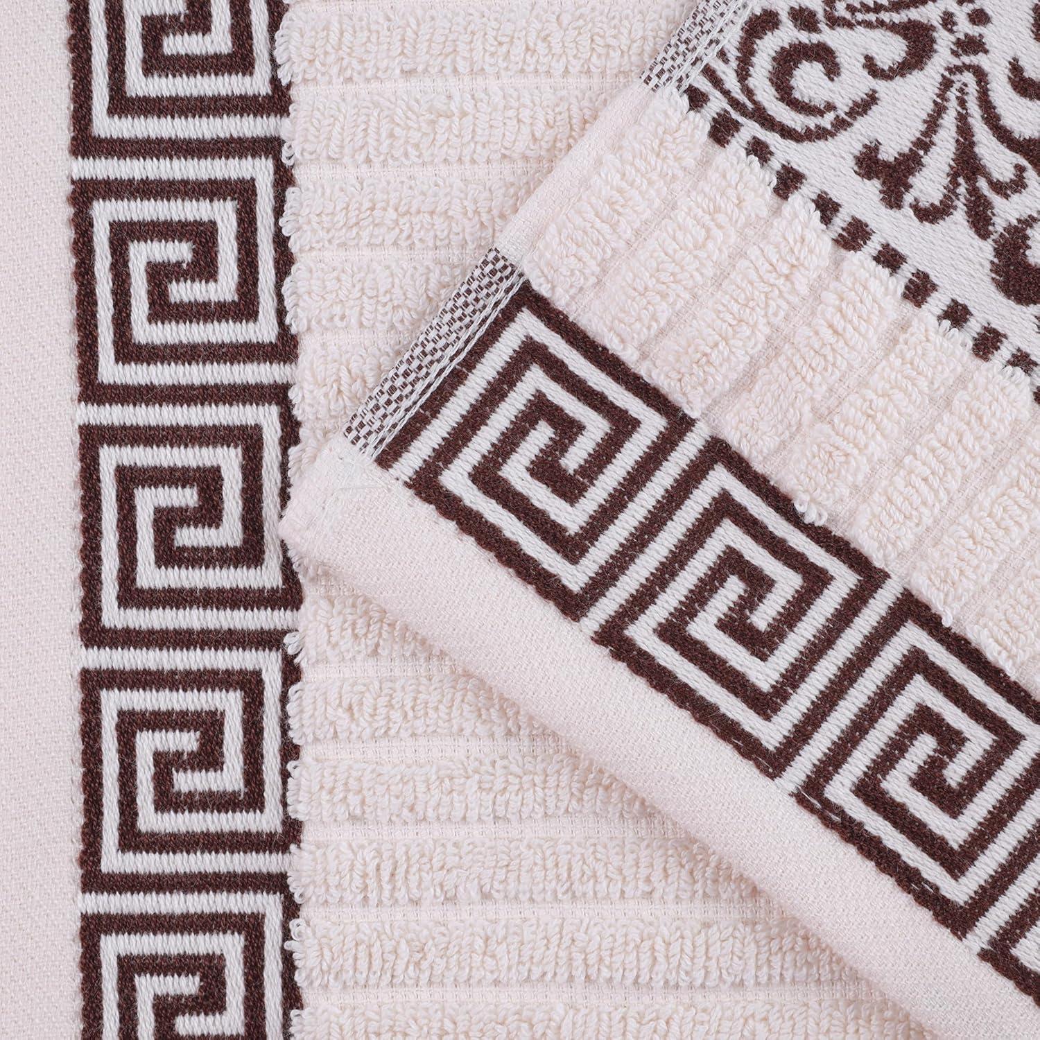 Ivory and Chocolate Cotton 4-Piece Bath Towel Set