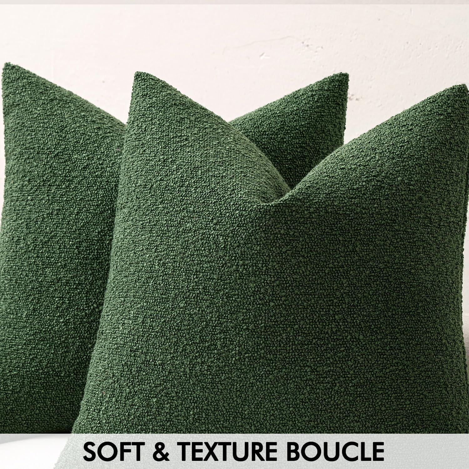 Green Chenille 18x18 Inch Decorative Pillow Covers, Pack of 2