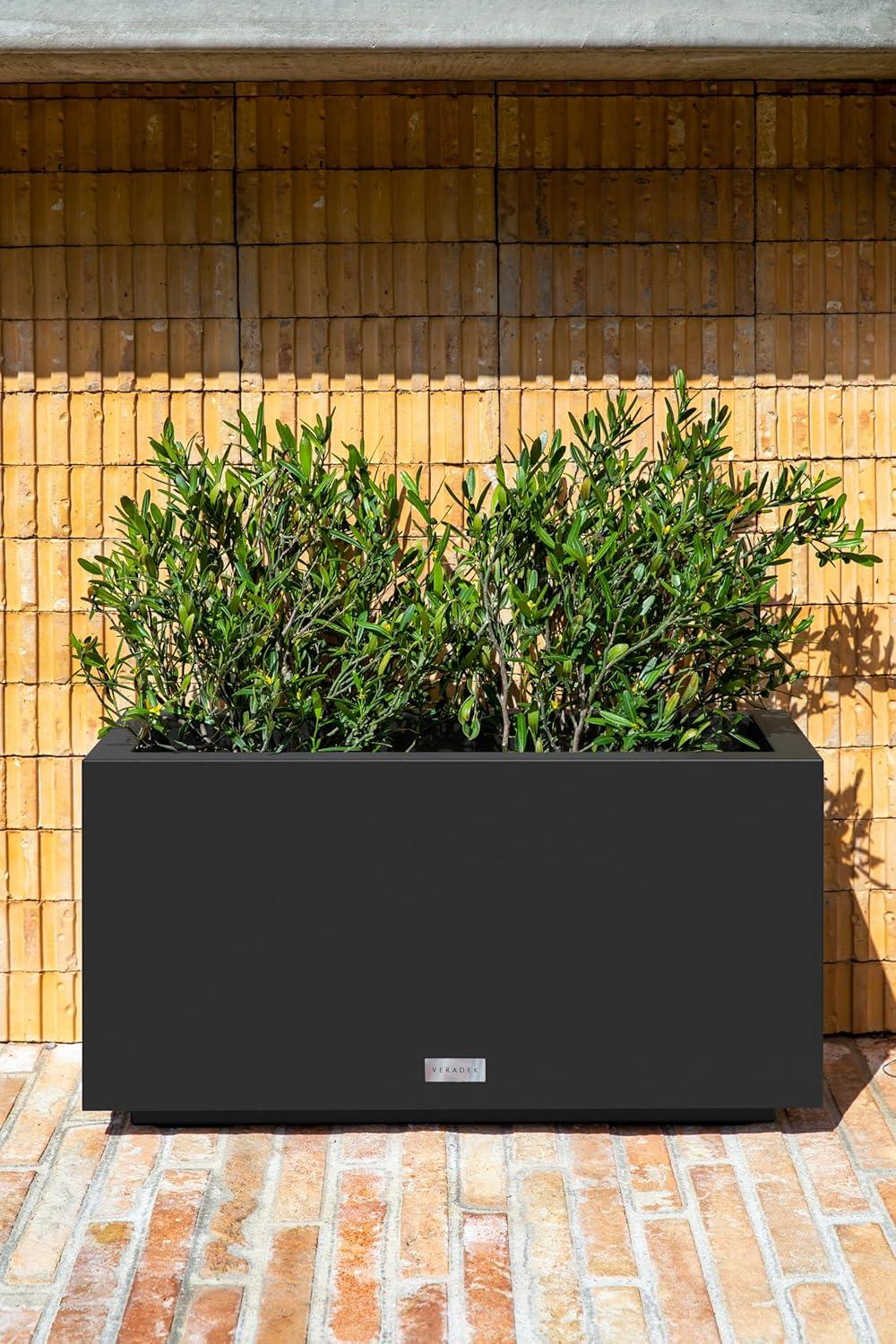 Veradek Block Series Long Box Small 25" Plastic Planter - Black