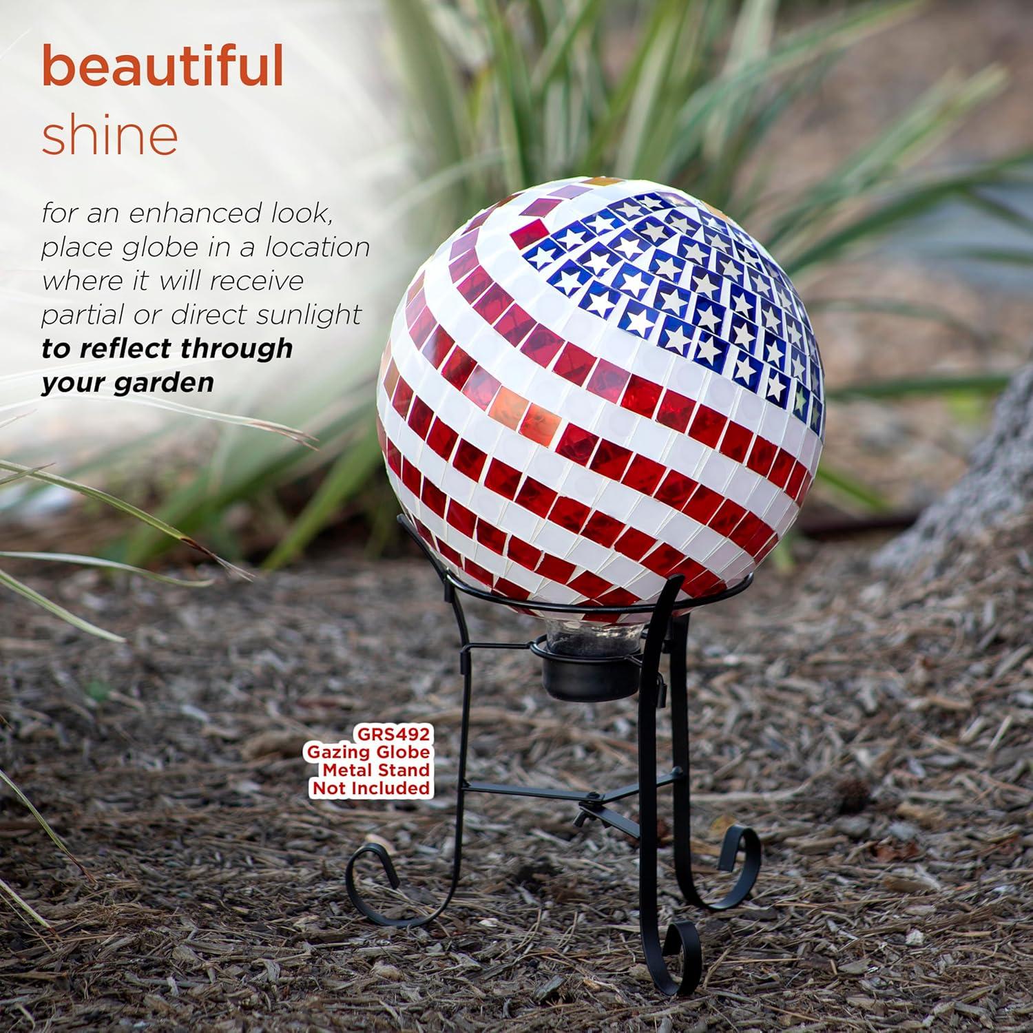 Patriotic Mosaic Glass American Flag Gazing Globe