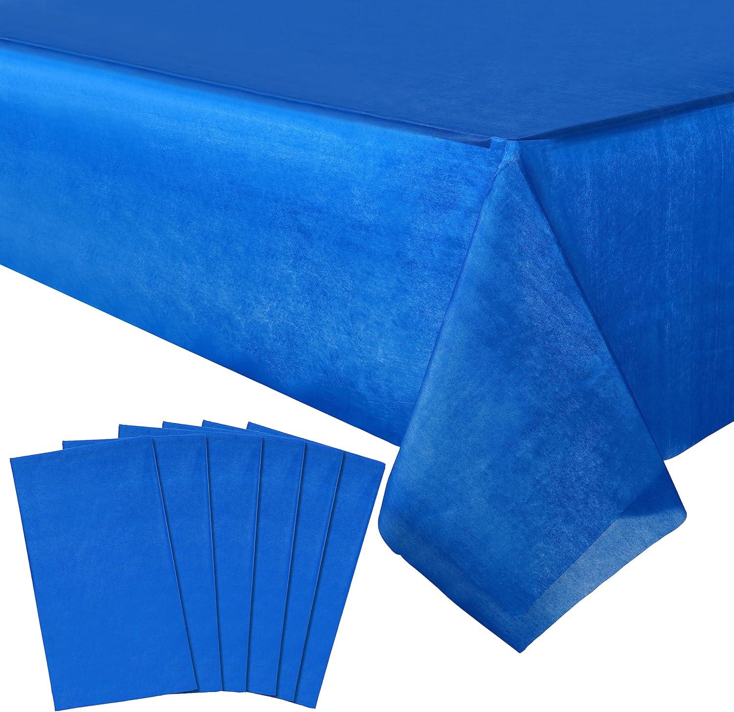 6 Pack Plastic Royal Blue Tablecloth for Parties, Rectangular Table Decorations, 54 x 108 Inches, Disposable Table Cover for Birthday, Graduation Party Supplies