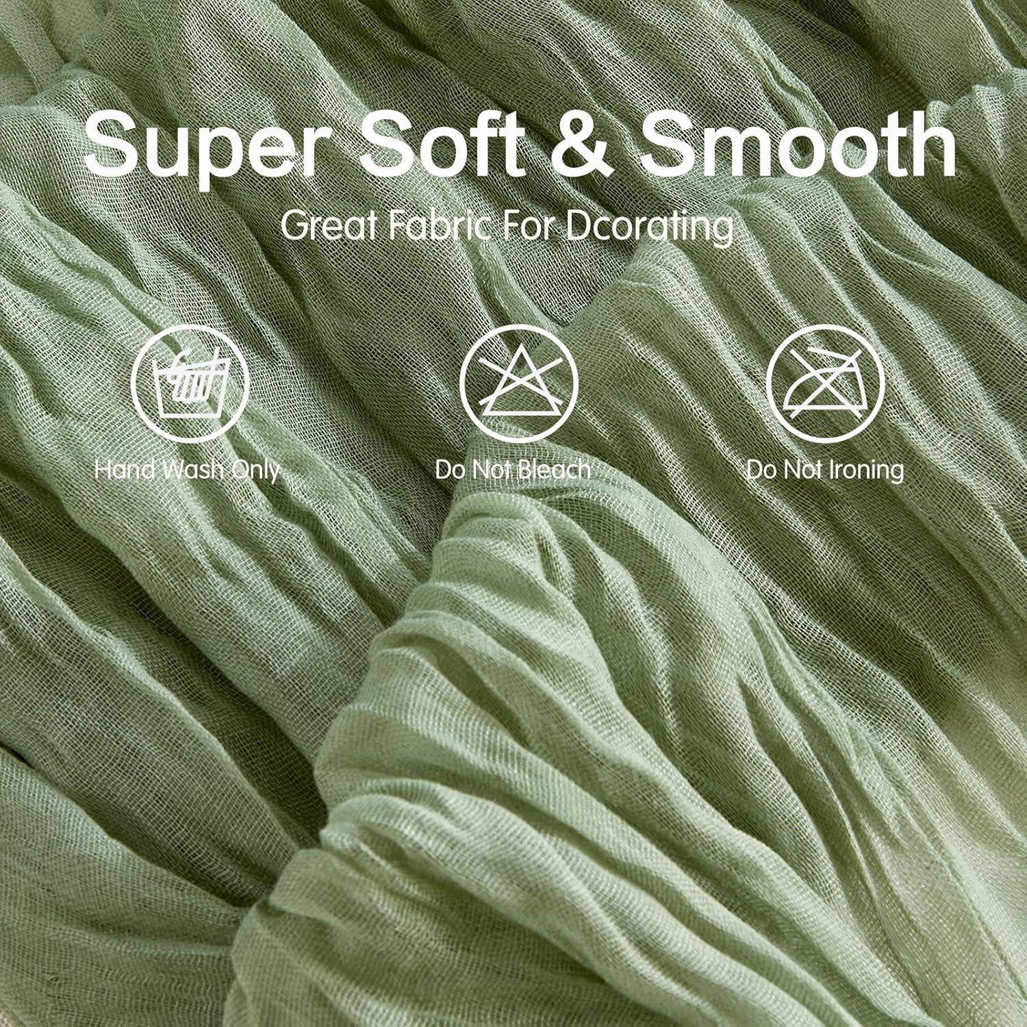 Mint Green Cheesecloth Table Runner 6 Pack 35" Boho Gauze Runner 120 inches Long Tablecloth Runner Rustic Sheer Fabric Bulk for Baby Shower Wedding Bridal Birthday Party Table Decorations