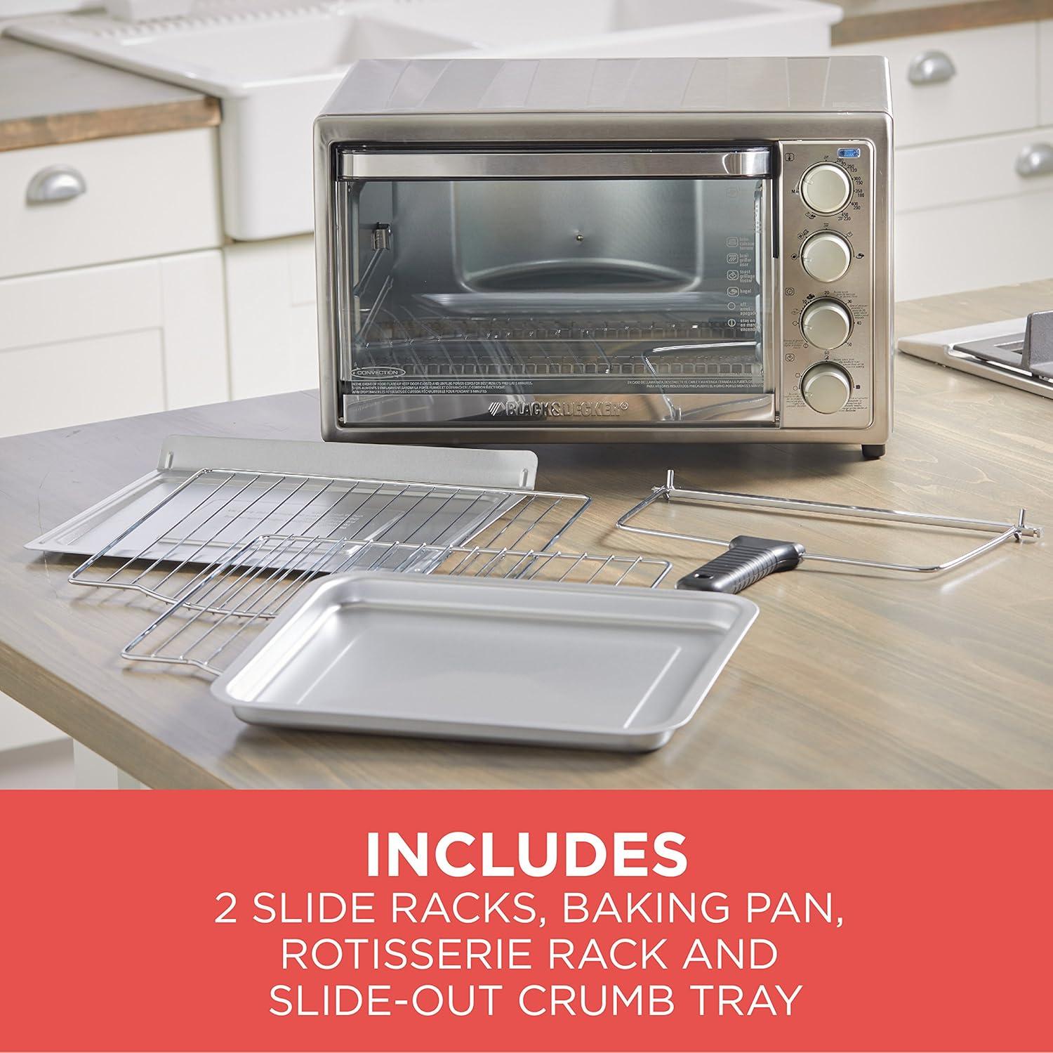 Black+Decker TO4314SSD Rotisserie Convection Countertop Toaster Oven, Stainless Steel