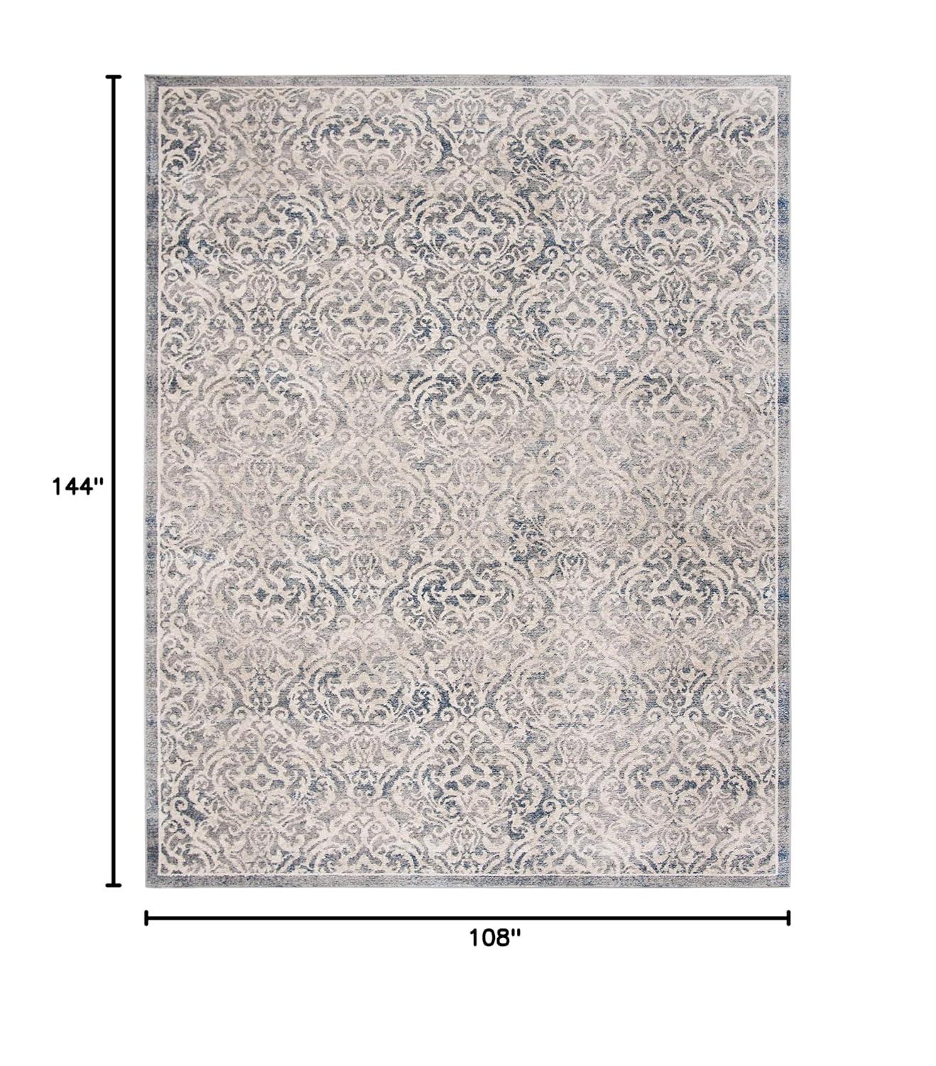 SAFAVIEH Brentwood Eliza Damask Area Rug, Light Grey/Blue, 9' x 12'