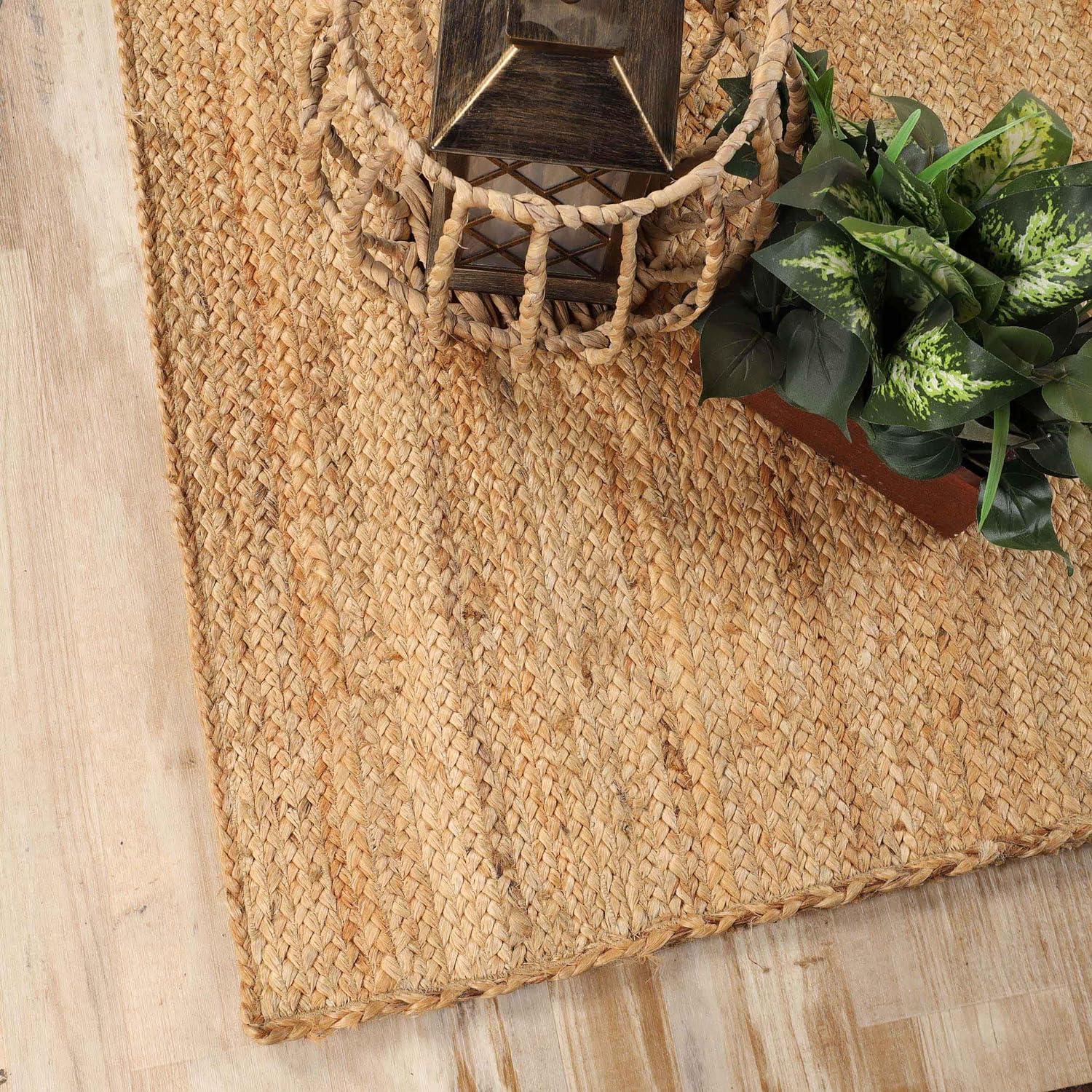 Hand-Woven Natural Jute 8' x 10' Braided Area Rug