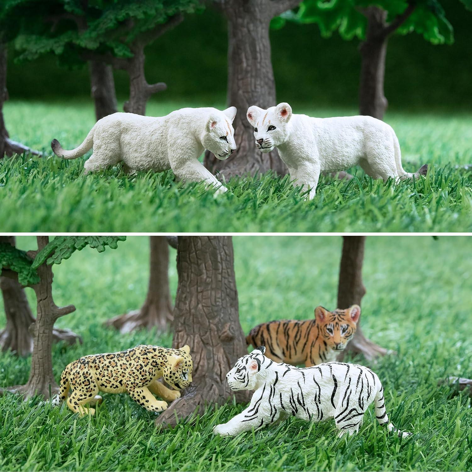 Toymany 12 Safari Animal Figurines, High Emulational Baby Plastic Zoo Animals, Lions Tigers Leopards Figure Toy Set, Easter Eggs Cake Toppers Christmas Birthday Gift for Kids Toddlers