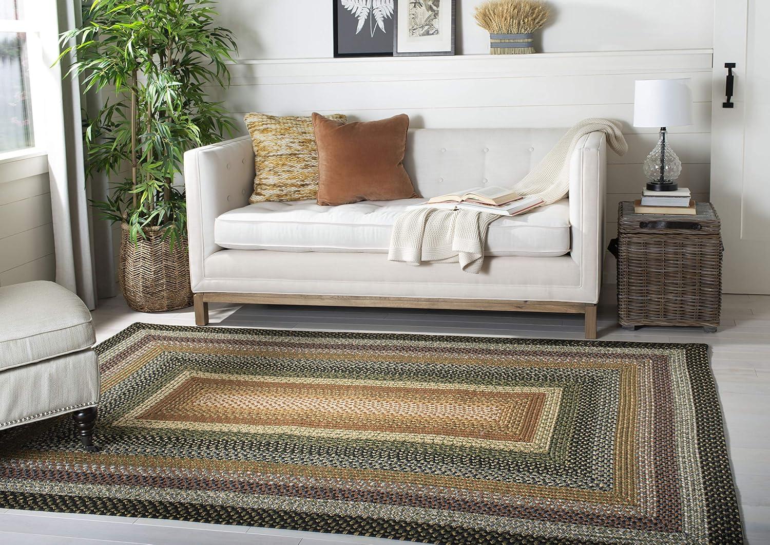 SAFAVIEH Braided Ellen Bordered Machine Washable Reversible Area Rug, Multi, 9' x 12'