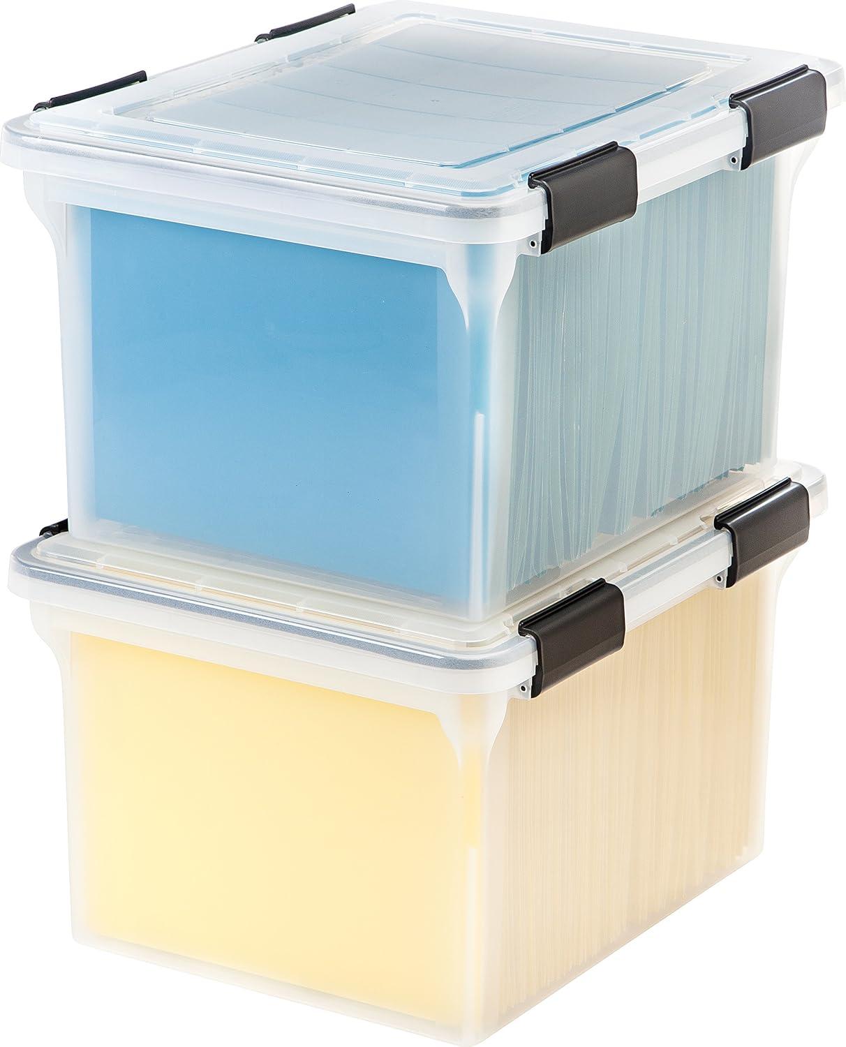 Clear 32 Quart Weathertight Plastic File Storage Box Set