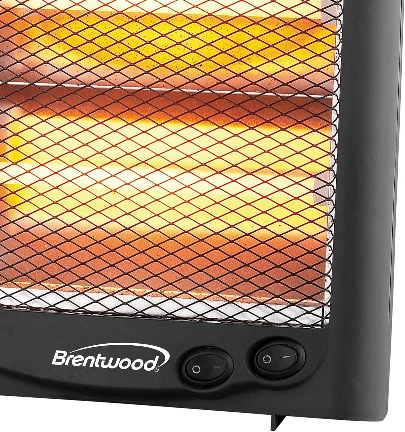 Brentwood Kool Zone H-Q600BK 600-Watt-Max Portable Quartz Space Heater, Black, H-Q600BK
