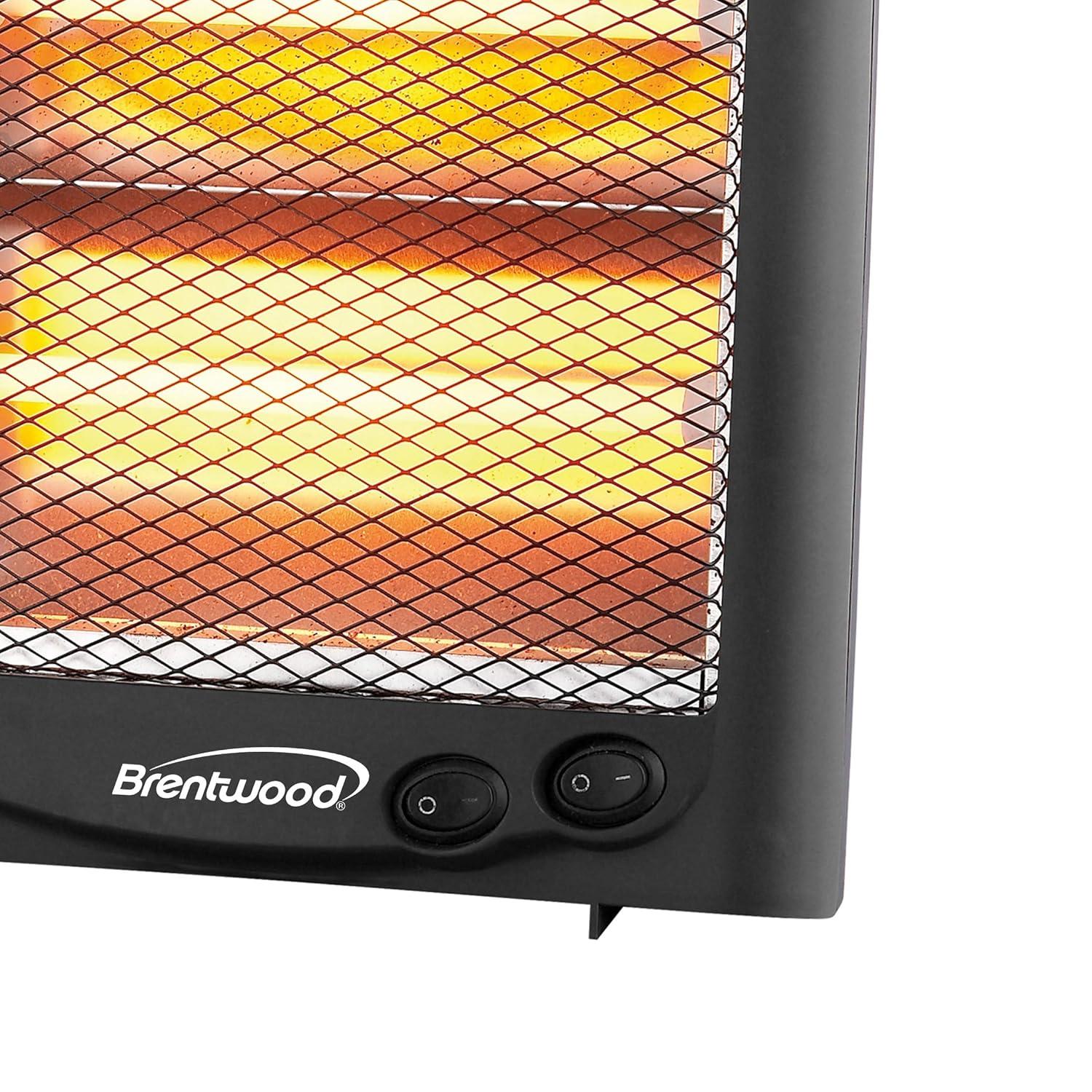 Brentwood Kool Zone H-Q600BK 600-Watt-Max Portable Quartz Space Heater, Black, H-Q600BK